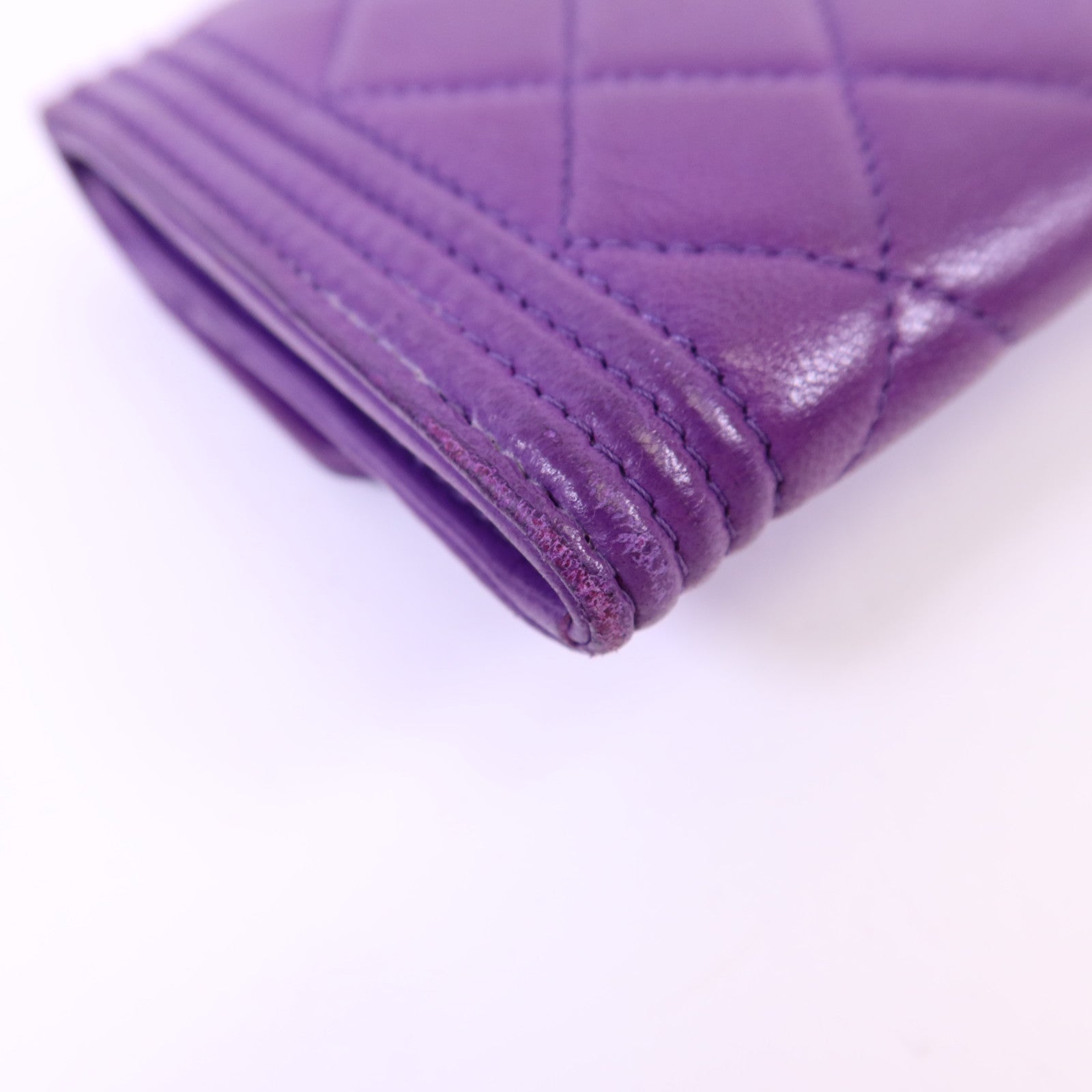 CHANEL 羊皮皮革Boy Bifold Wallet銀扣錢包