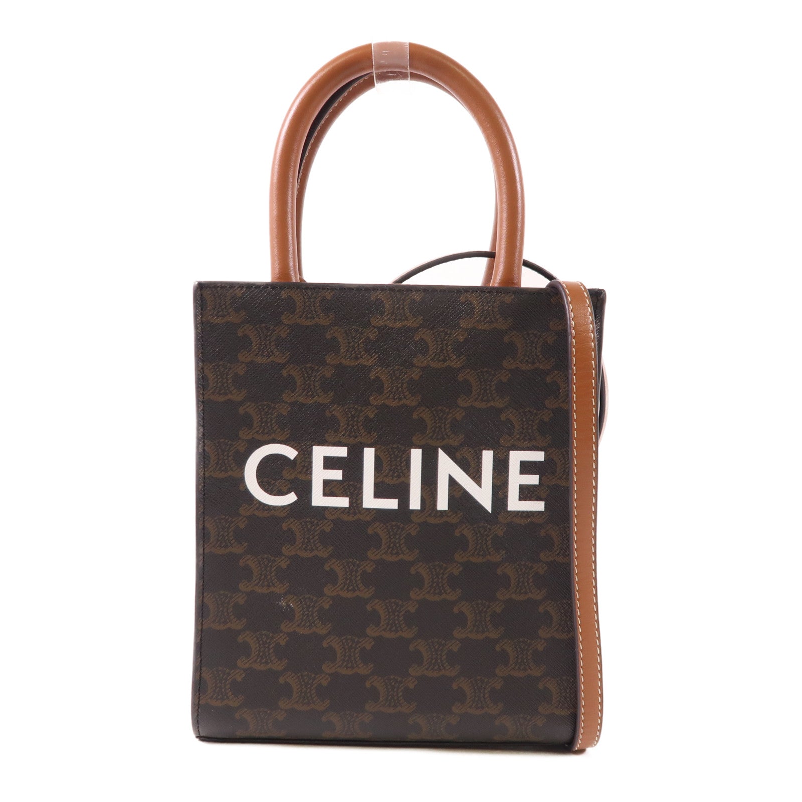 CELINE 塗層帆布Mini Vertical Cabas金扣手挽肩背兩用袋