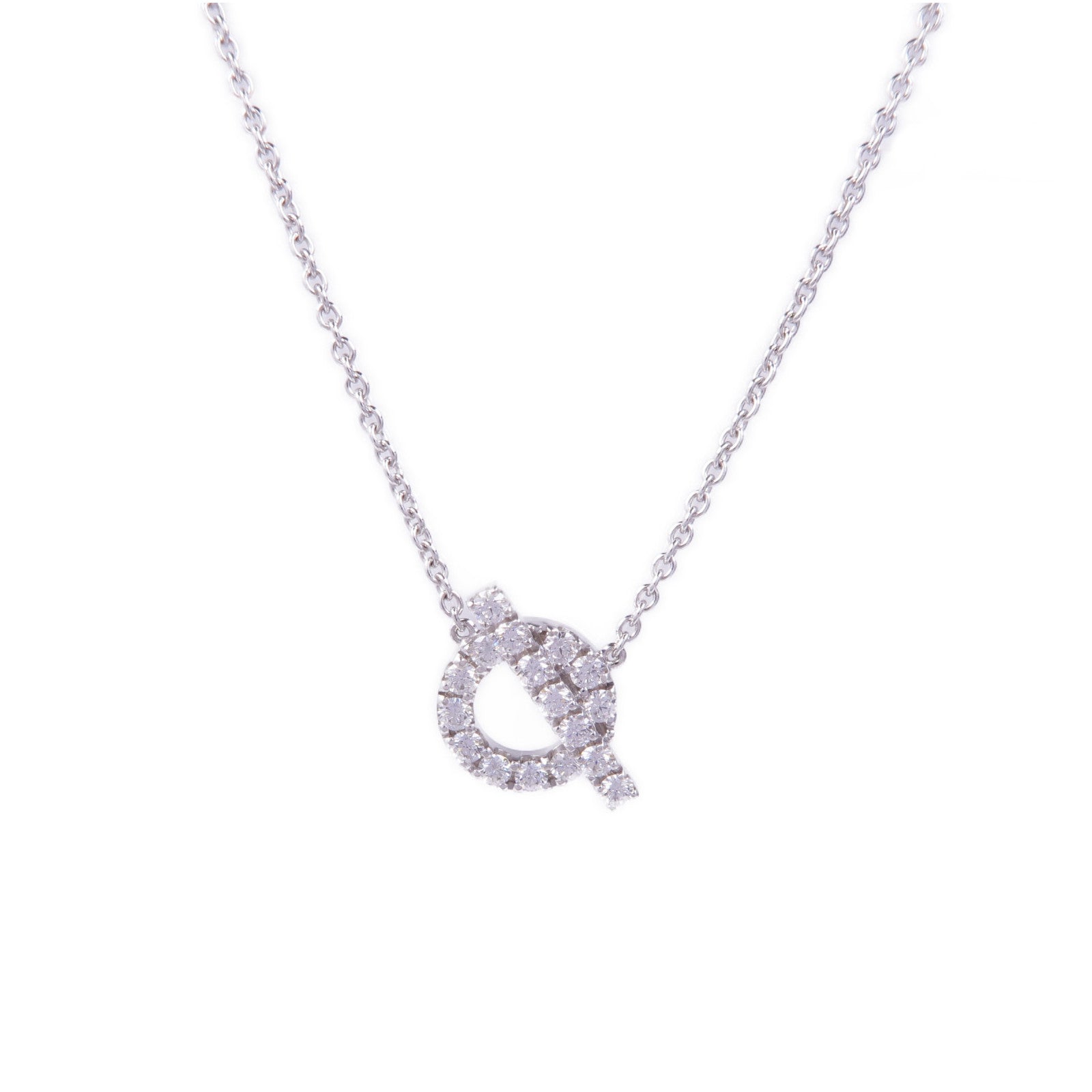 HERMES 18K白金Finesse Pendant鑽石項鍊