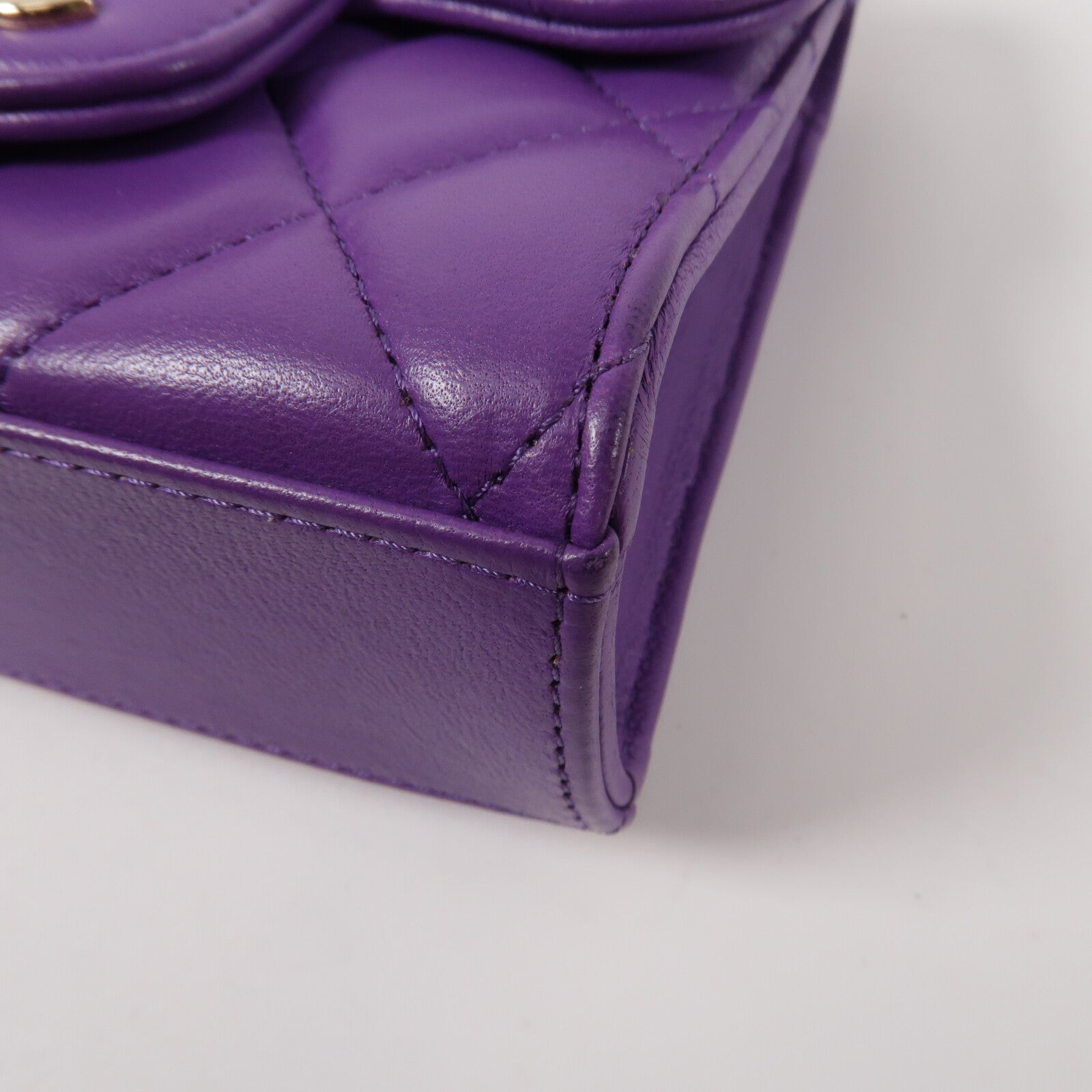 CHANEL 羊皮皮革Mini Top Handle Flap Bag鏈帶肩背袋