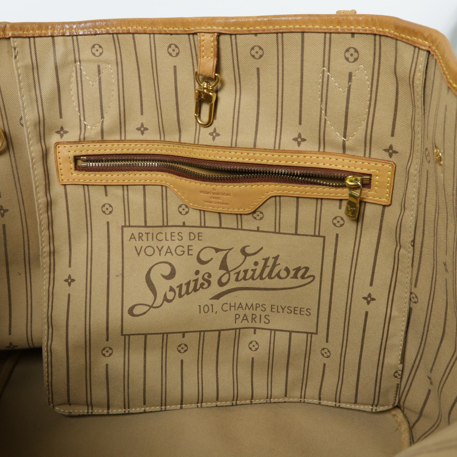 LOUIS VUITTON Monogram Neverfull MM金扣手挽袋