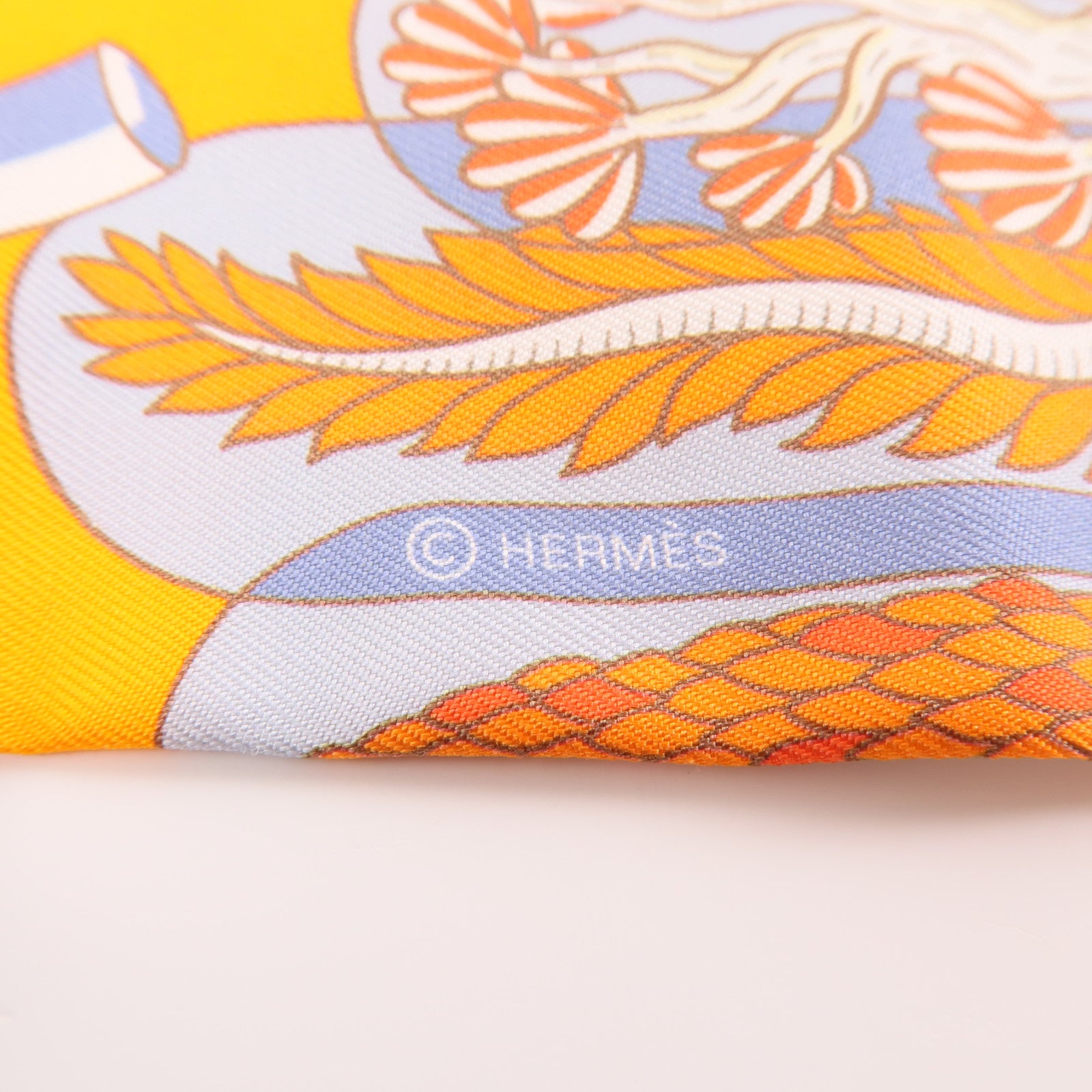 HERMES 絲質Twilly絲巾橙色