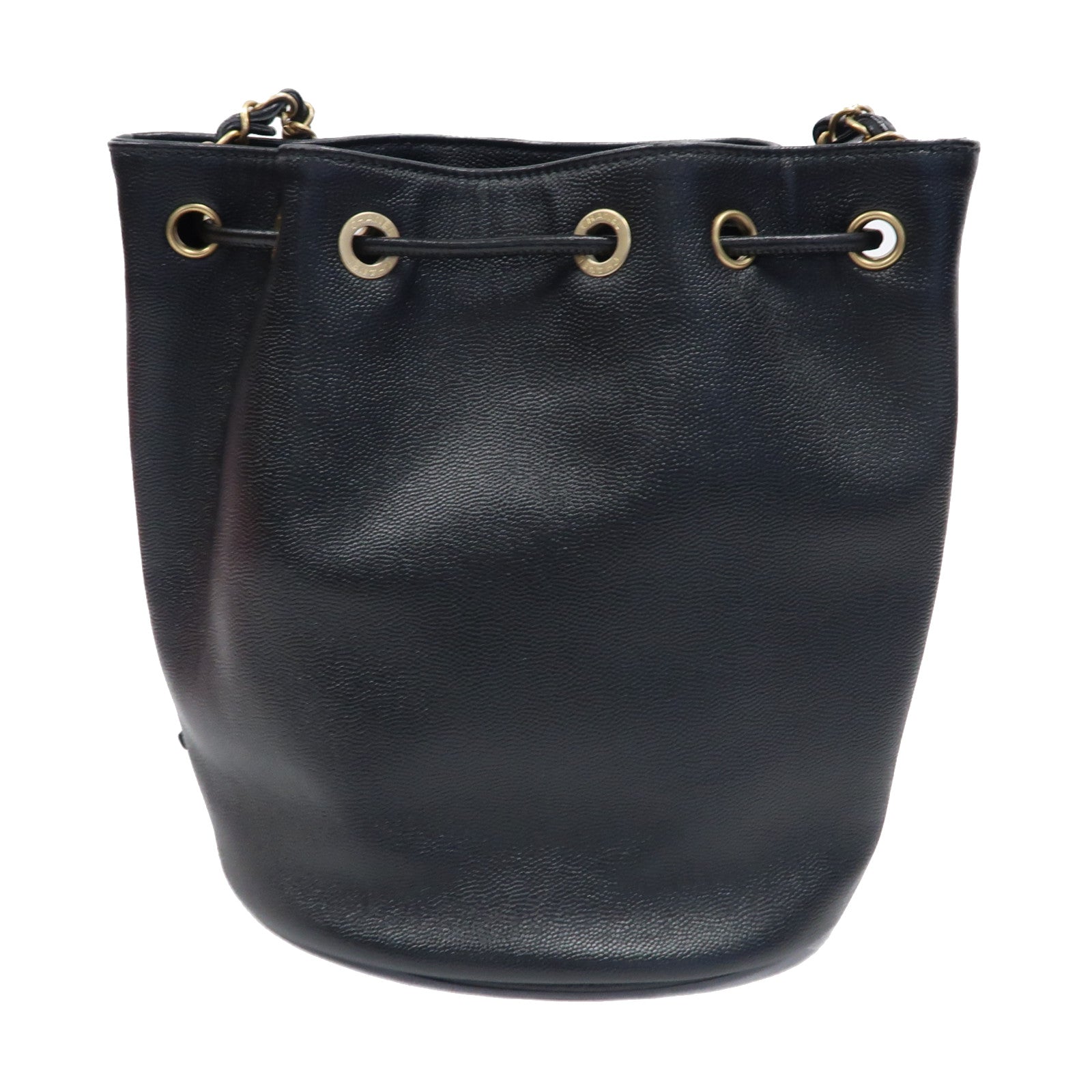 CHANEL 【激減優惠】Caviar皮革Deauville Drawstring Bucket鏈帶手挽袋黑色