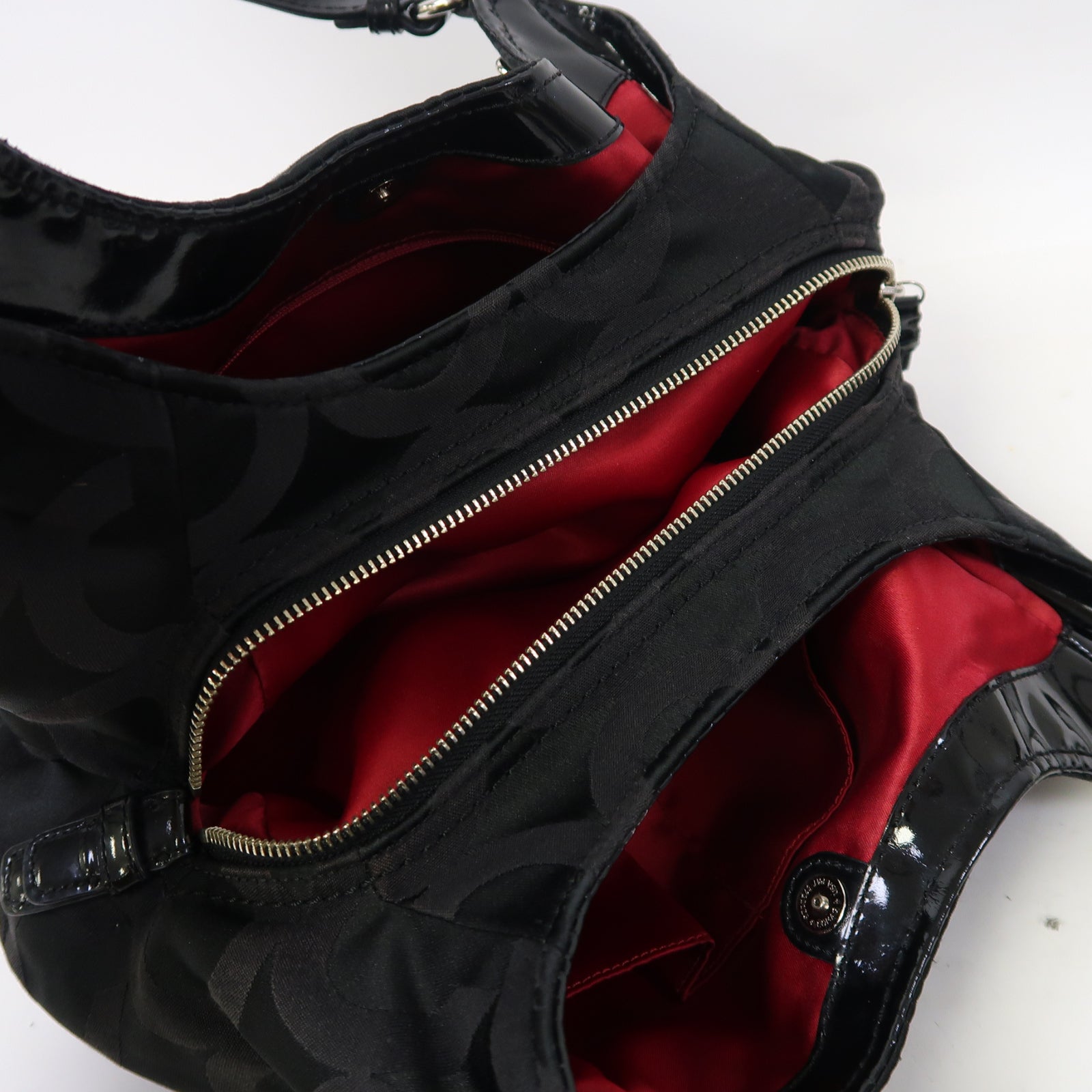 COACH 帆布Shoulder Bag銀扣肩背袋黑色