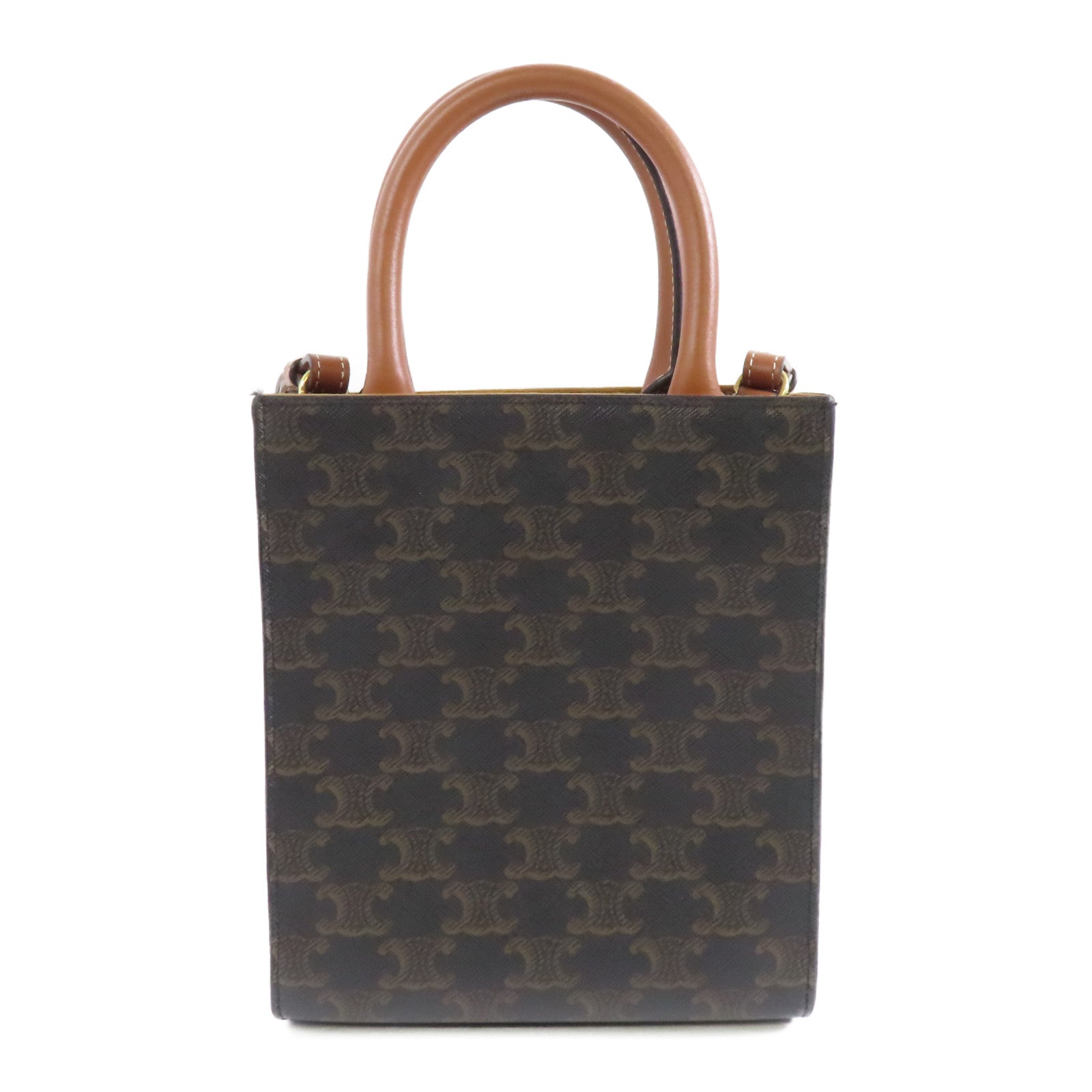 CELINE 塗層帆布Triomphe Cabas金扣手挽肩背兩用袋棕色
