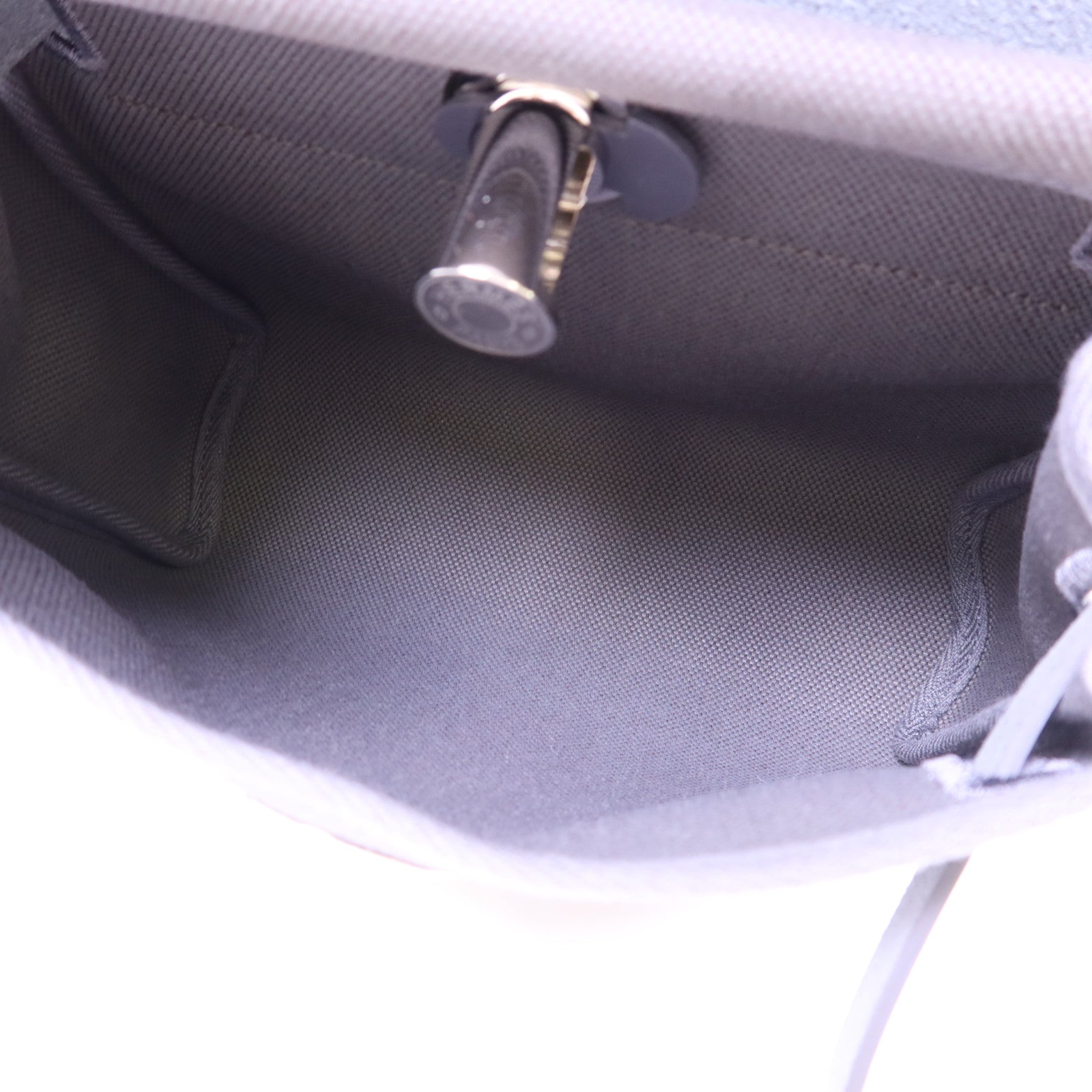 HERMES Toile H帆布Mini Herbag銀扣肩背袋Ardoise