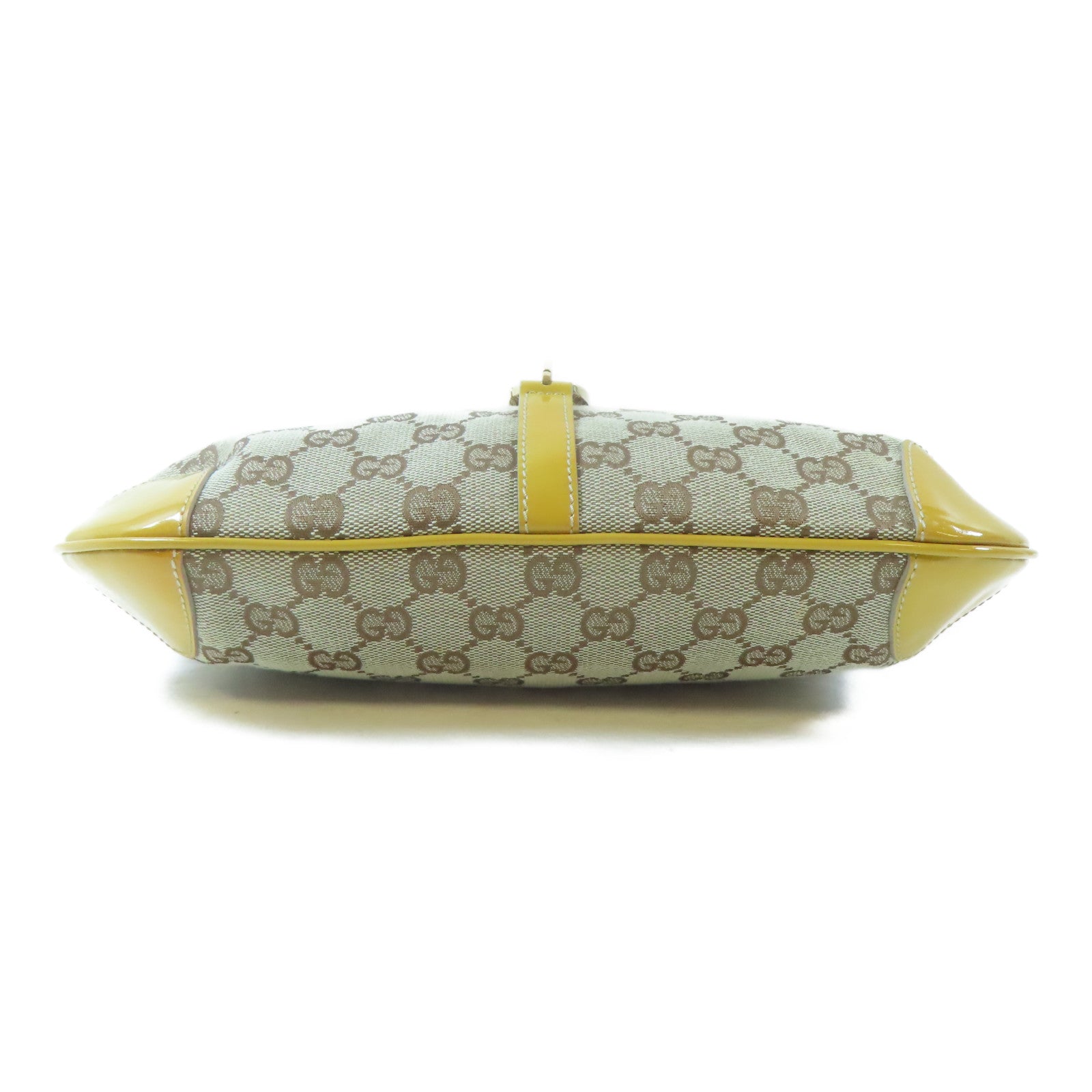GUCCI 帆布Handbag金扣手挽袋啡色/黃色