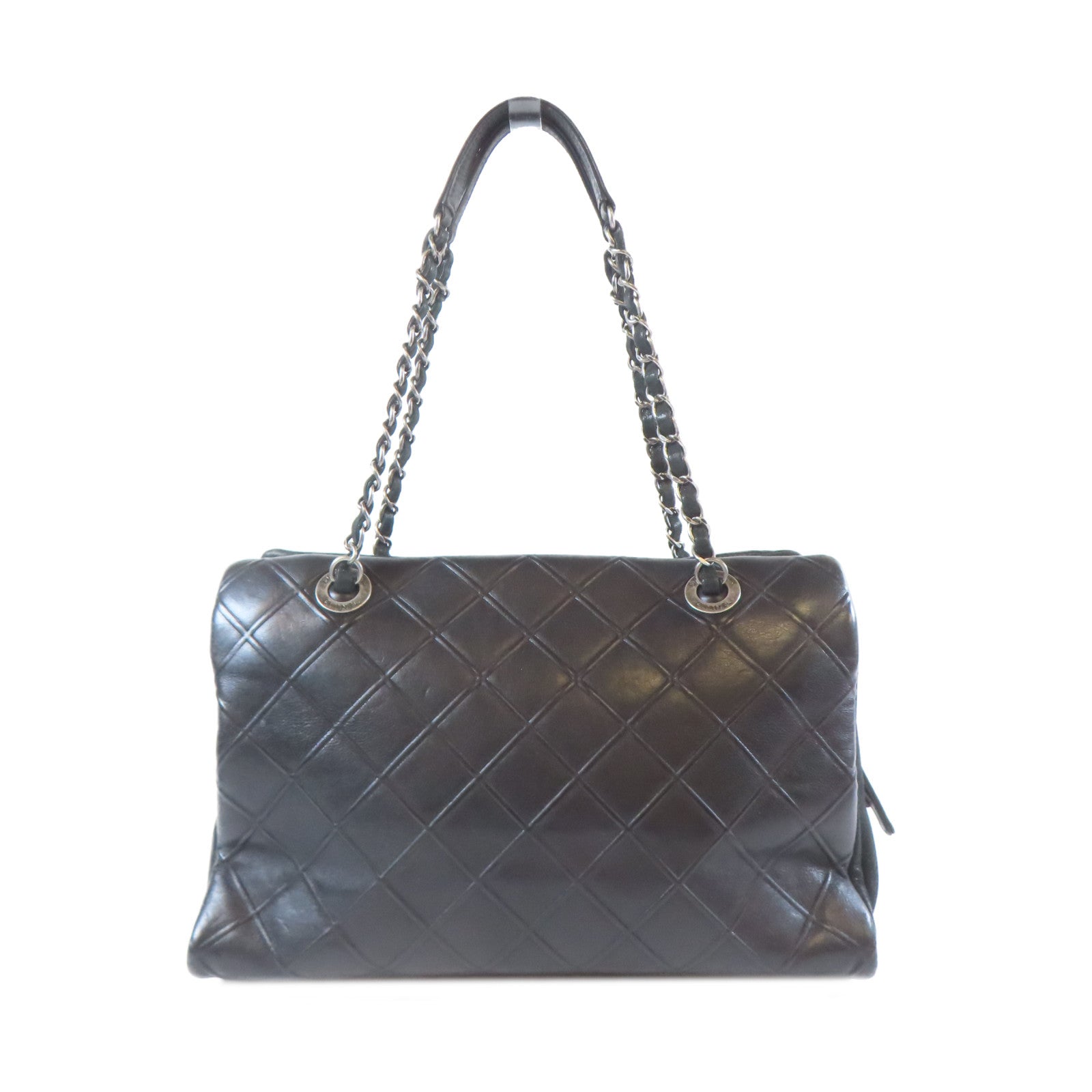 CHANEL 【激減優惠】菱格牛皮皮革Chain Shoulder黑扣鏈帶肩背袋黑色