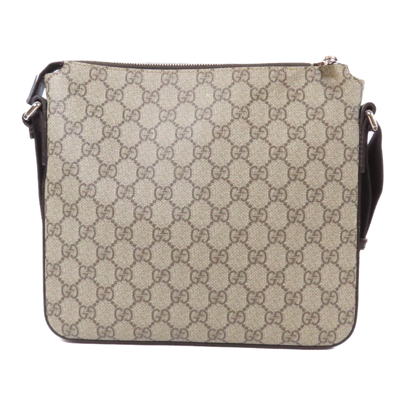 GUCCI 塗層帆布Shoulder Bag銀扣肩背袋啡色