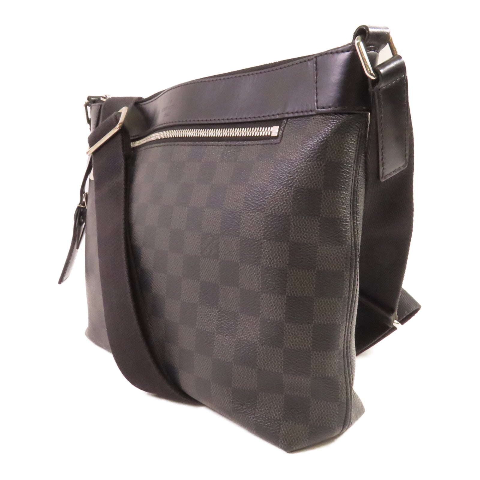 LOUIS VUITTON Damier Graphite Mick MM銀扣肩背袋黑色