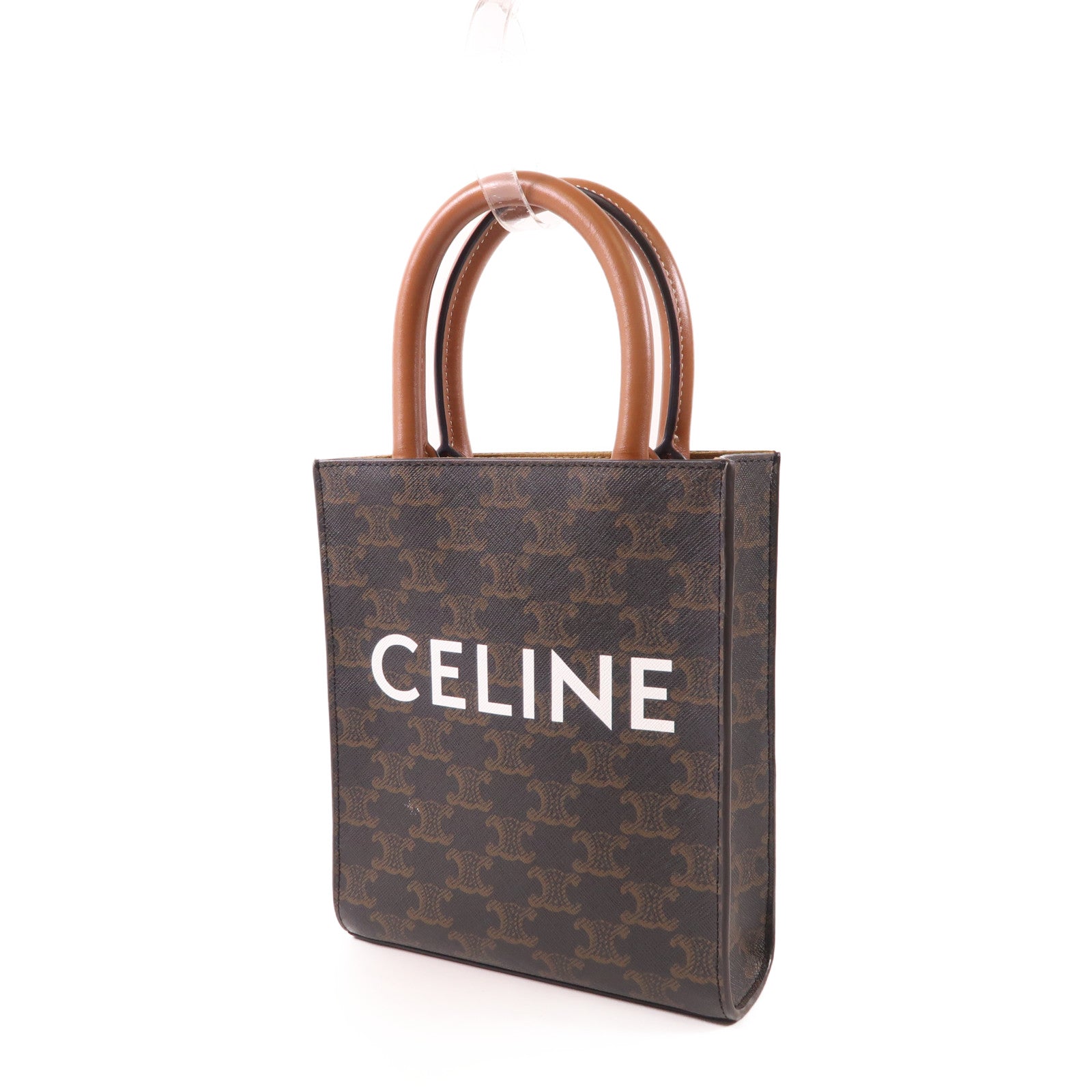 CELINE 塗層帆布Mini Vertical Cabas金扣手挽肩背兩用袋