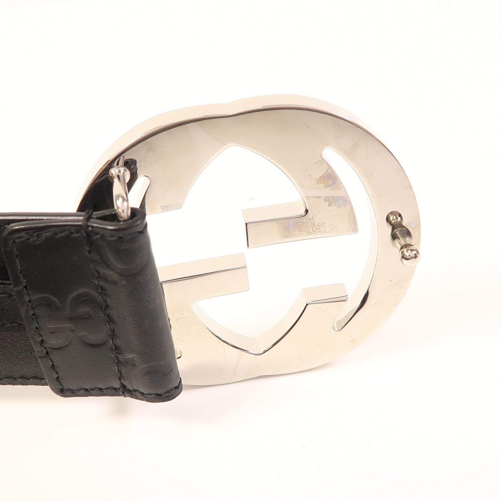 GUCCI 牛皮皮革GG Belt銀扣皮帶