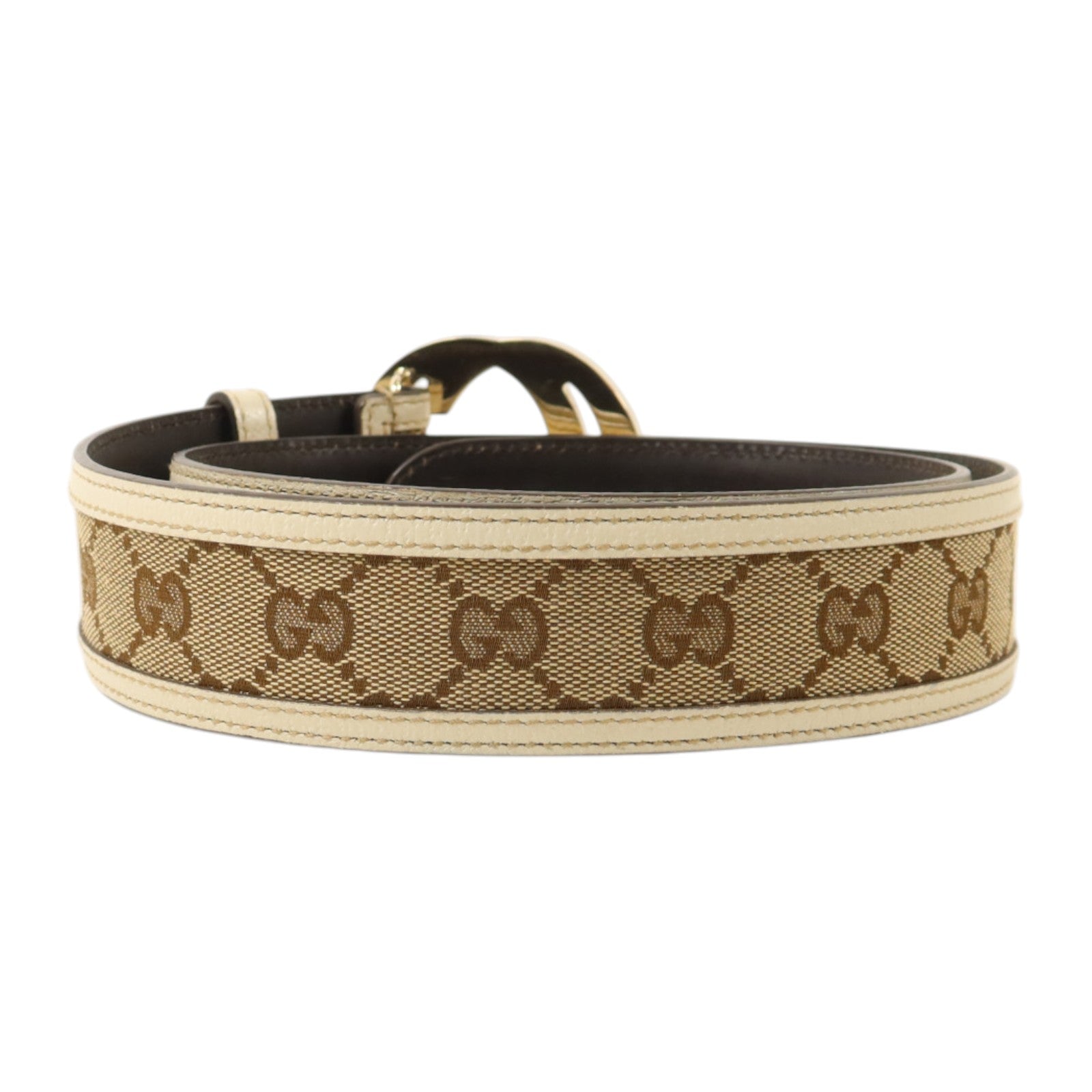GUCCI GG帆布/牛皮皮革Belt金扣皮帶