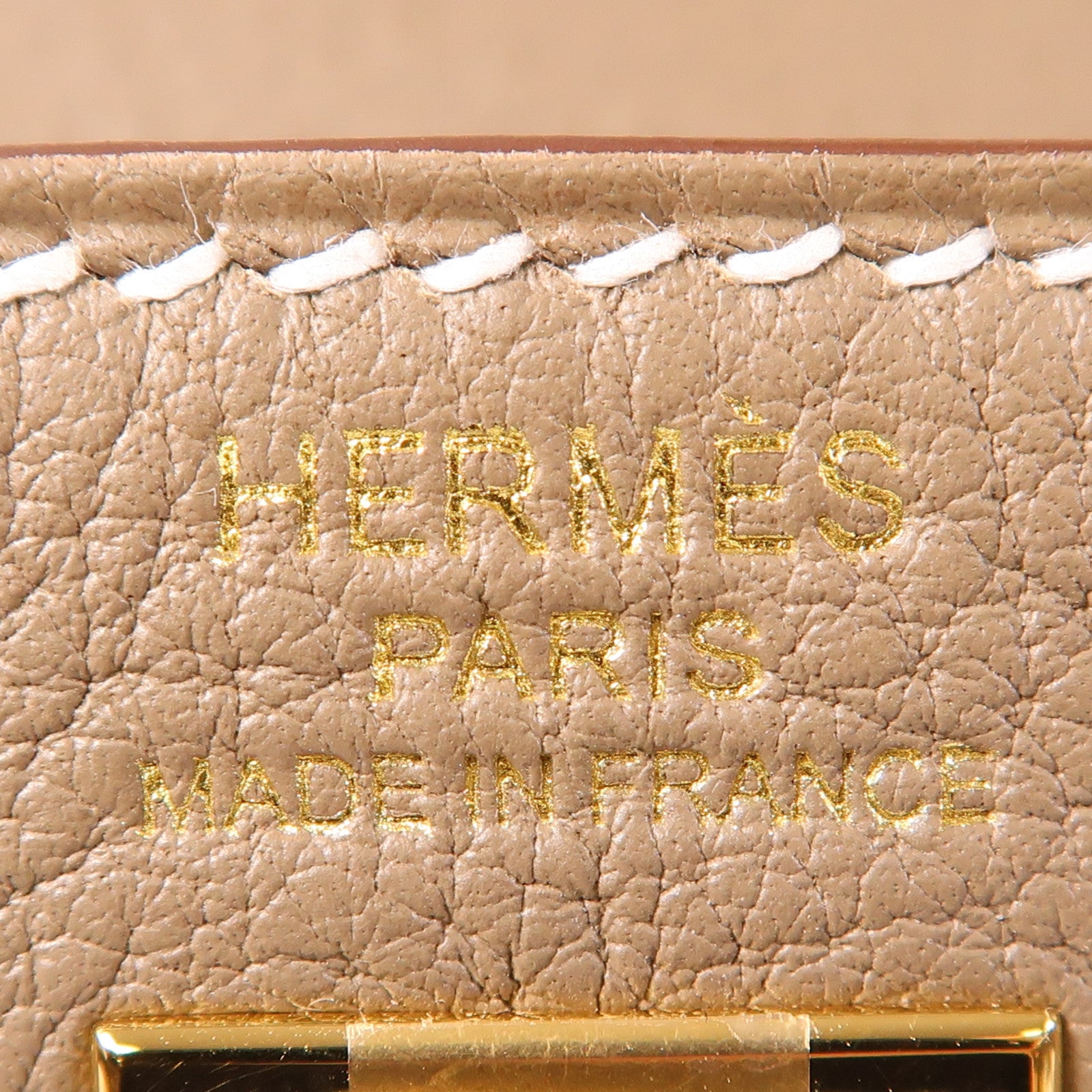 HERMES Togo皮革Kelly 25金扣手挽肩背兩用袋Etoupe大象灰色