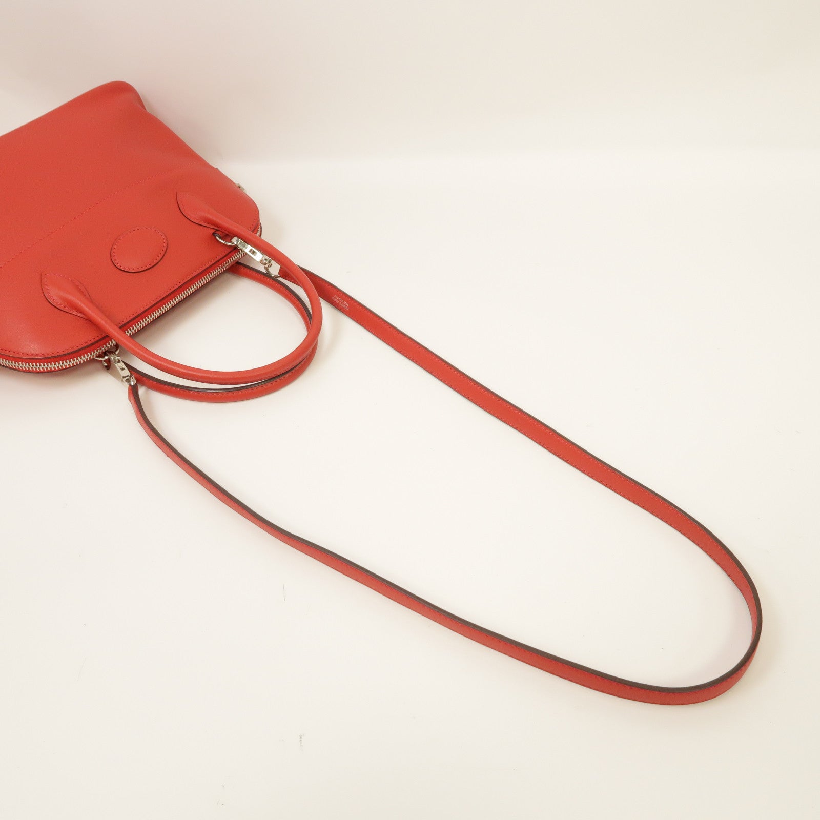 HERMES Swift皮革Bolide 27銀扣手挽肩背兩用袋Rouge Casaque/紅色