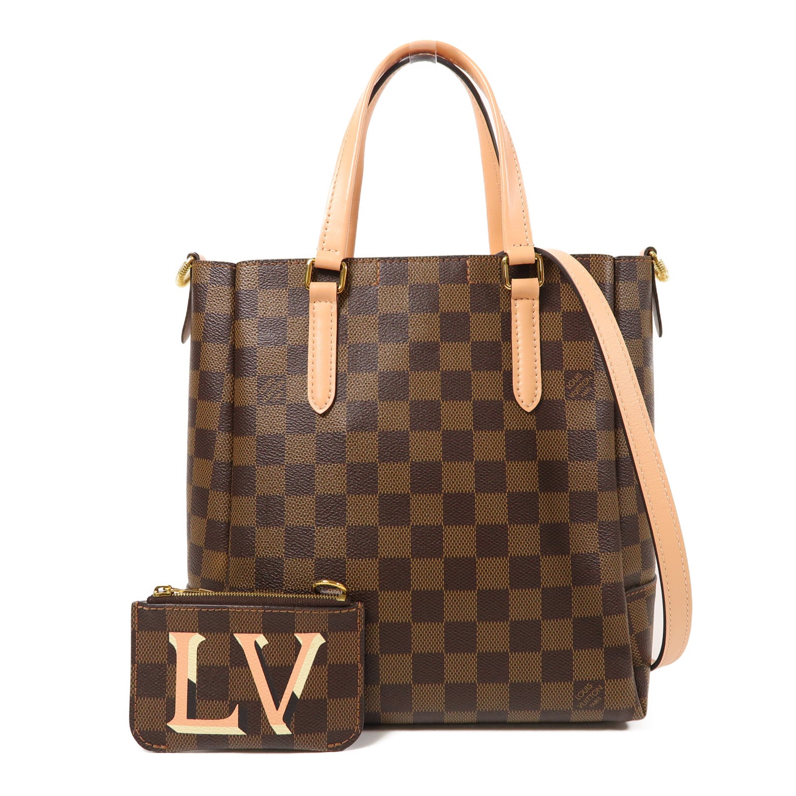 LOUIS VUITTON Damier Belmont NV PM金扣手挽肩背兩用袋