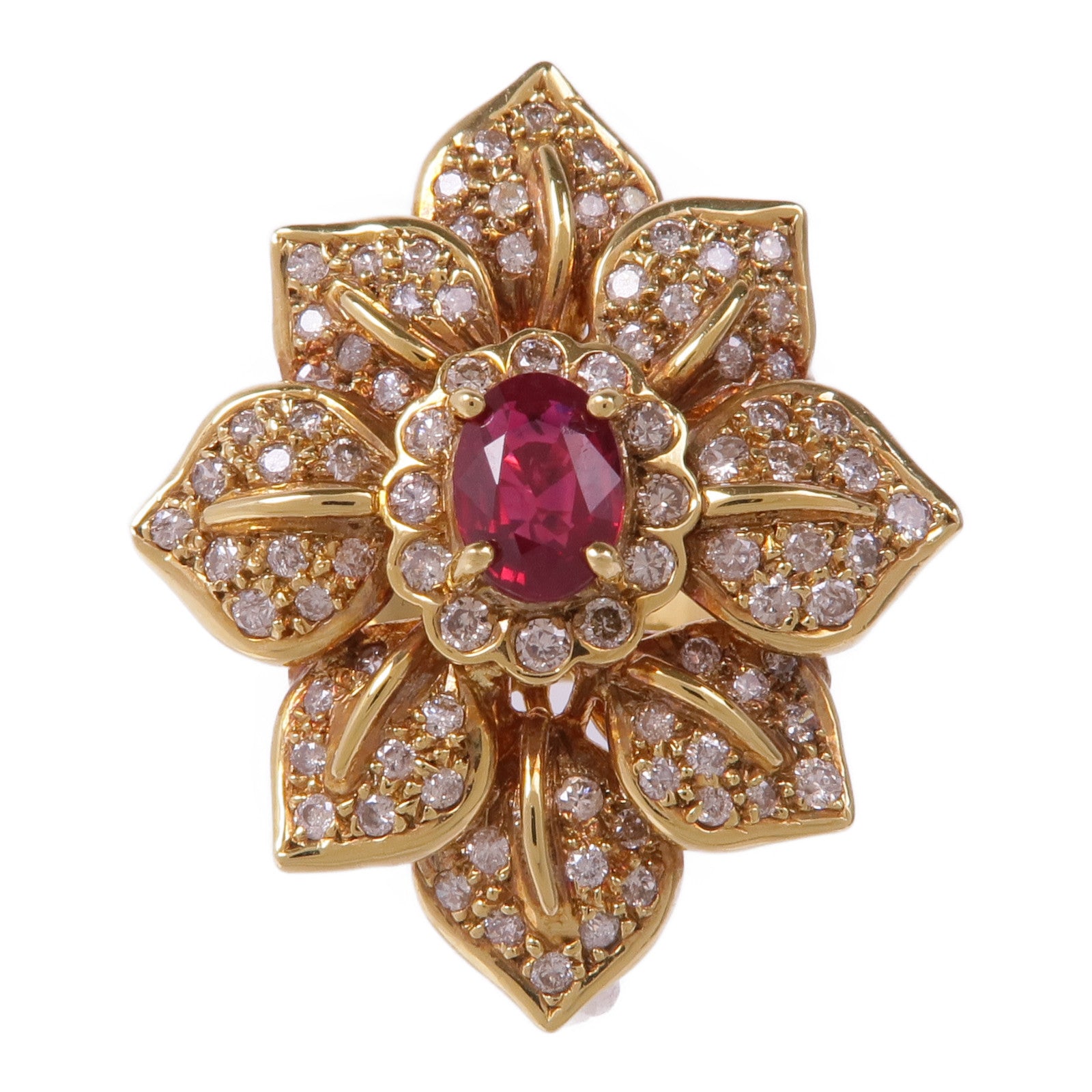 JEWELRY 18K黃金Ruby Diamond Ring紅寶石/鑽石戒指US#8.25