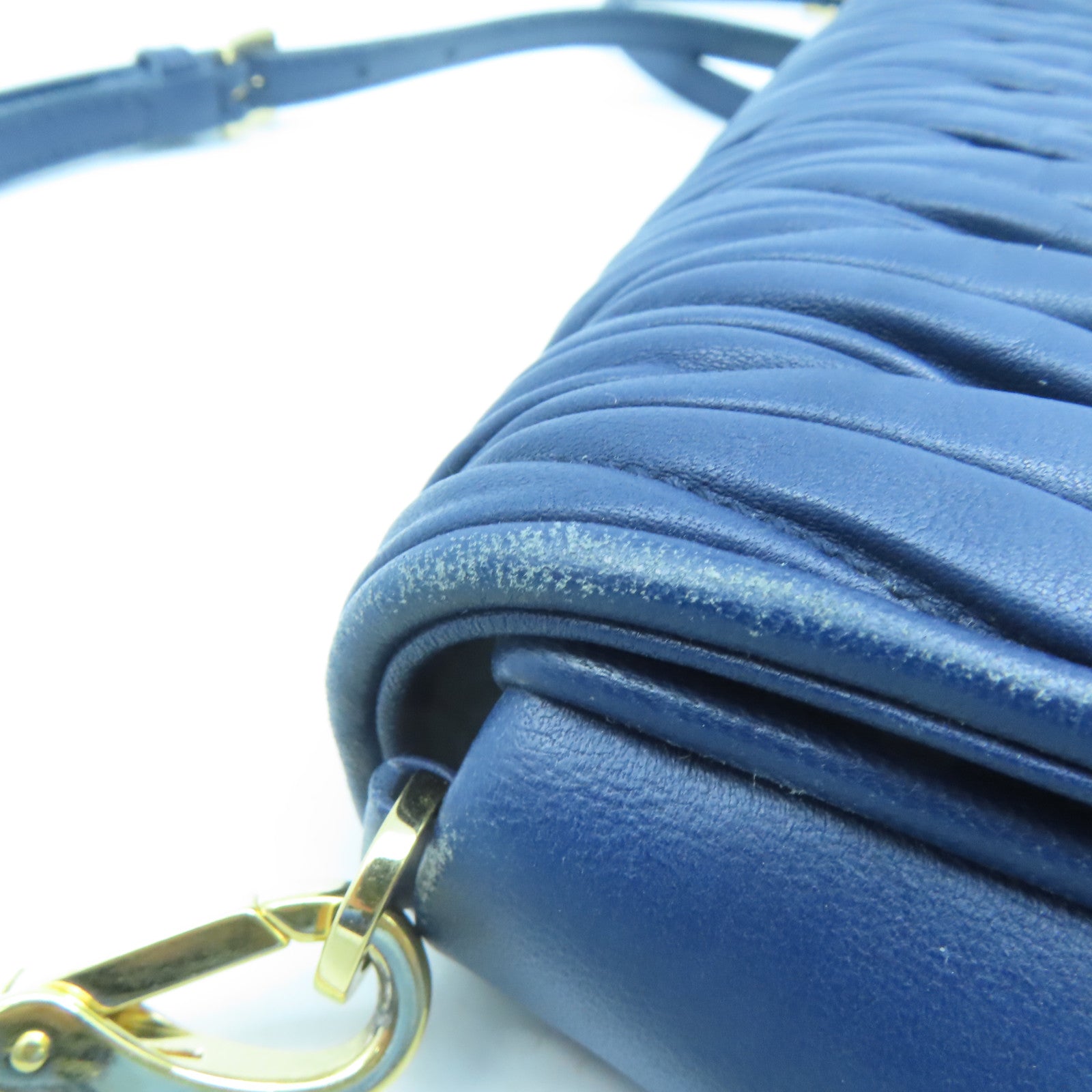 Miu Miu 【激減優惠】羊皮皮革Shoulder Bag金扣肩背袋深藍色