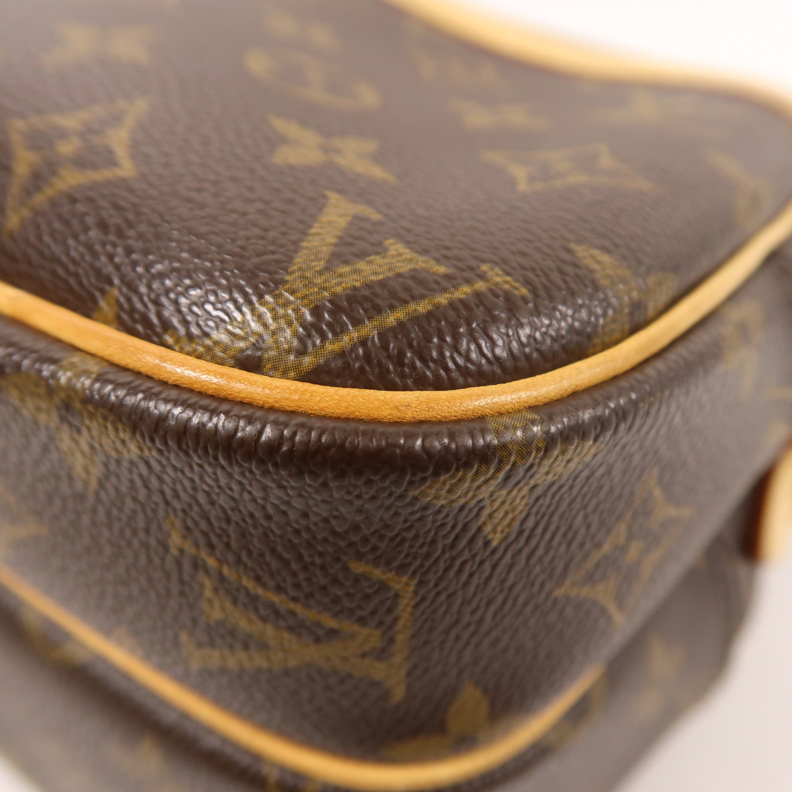 LOUIS VUITTON Monogram Reporter PM金扣肩背袋棕色