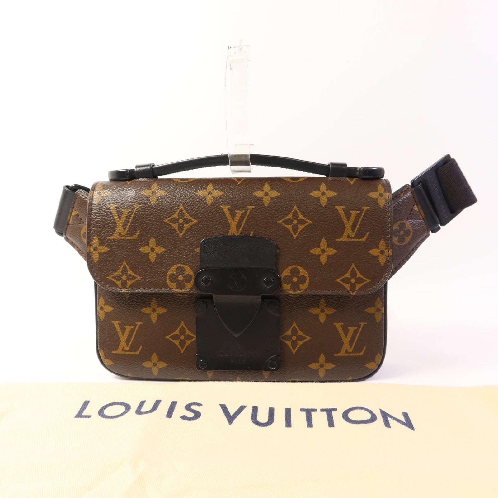 LOUIS VUITTON Monogram Macassar S Lock Sling Bag肩背袋