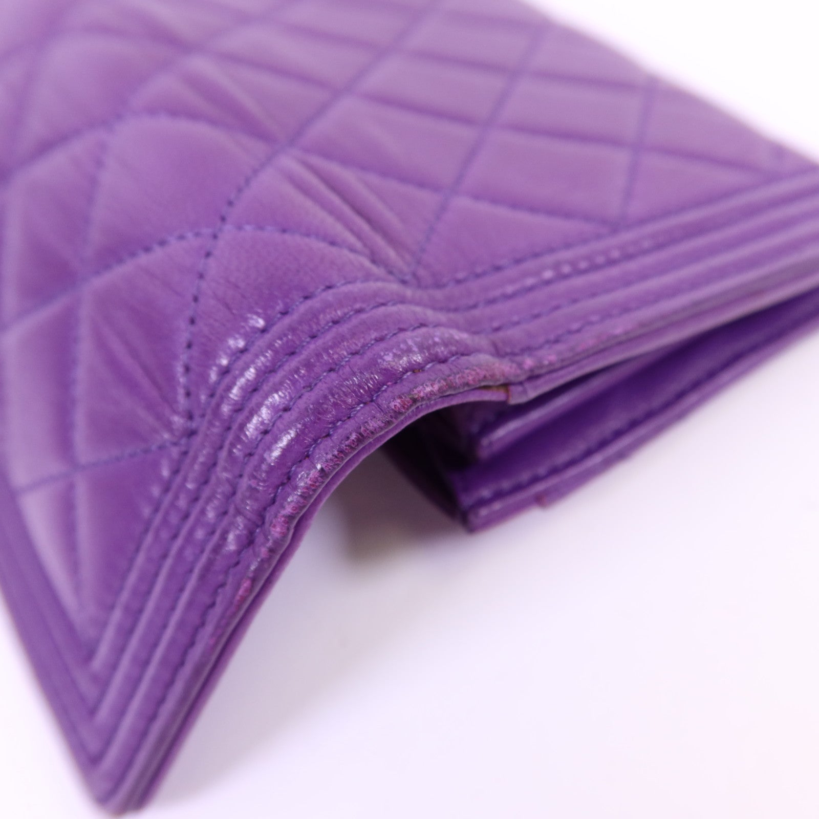 CHANEL 羊皮皮革Boy Bifold Wallet銀扣錢包