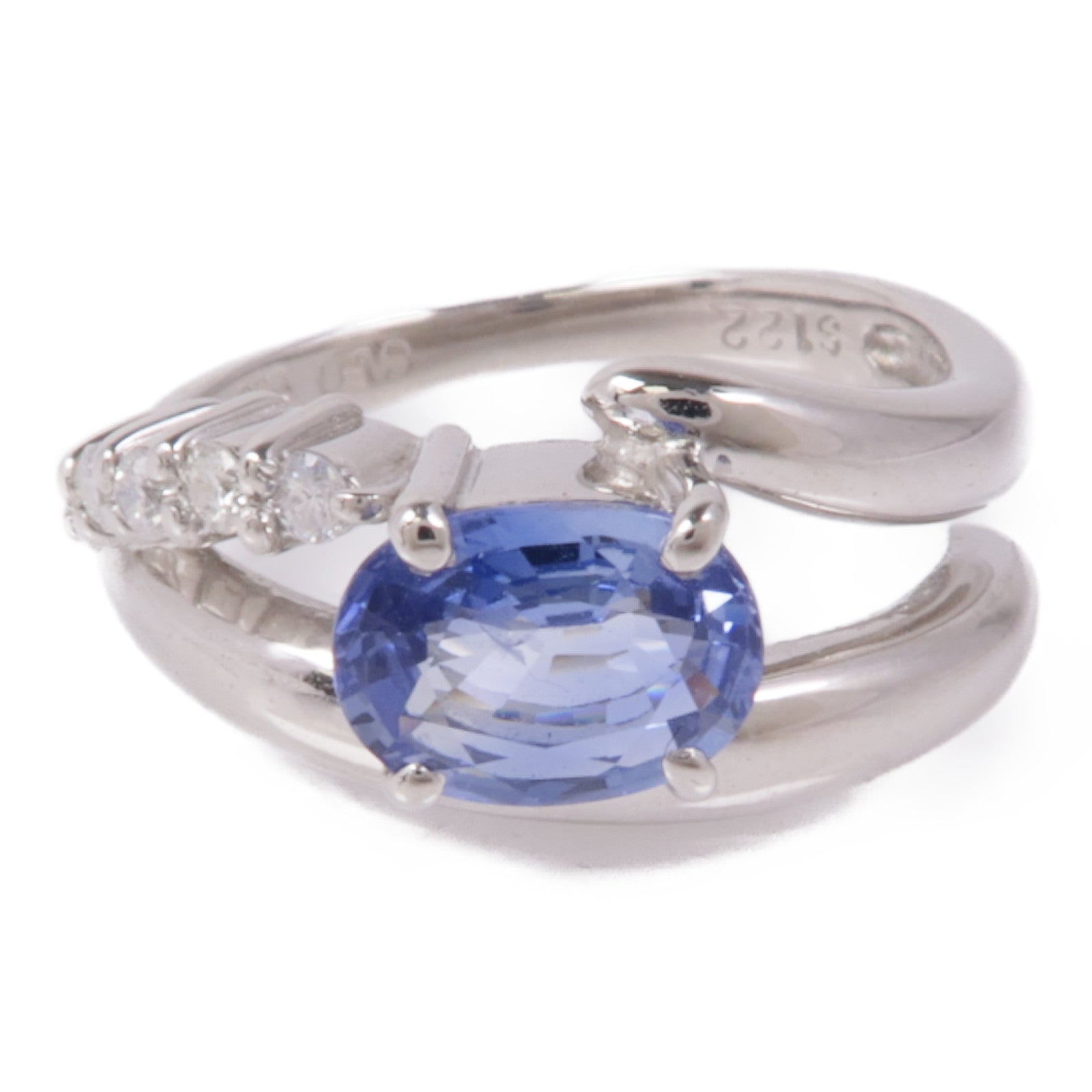 JEWELRY PT900鉑金Sapphire/Diamond Ring藍寶石/鑽石戒指US#5