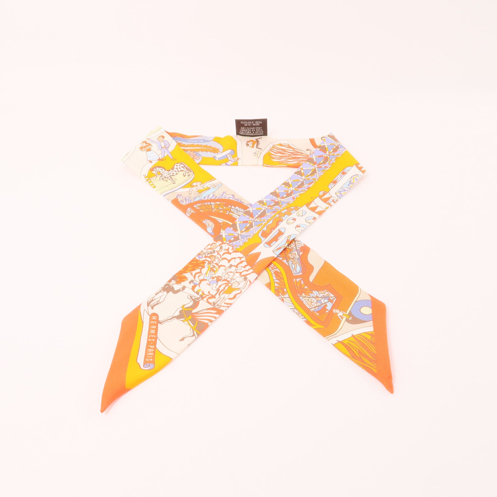 HERMES 絲質Twilly絲巾橙色