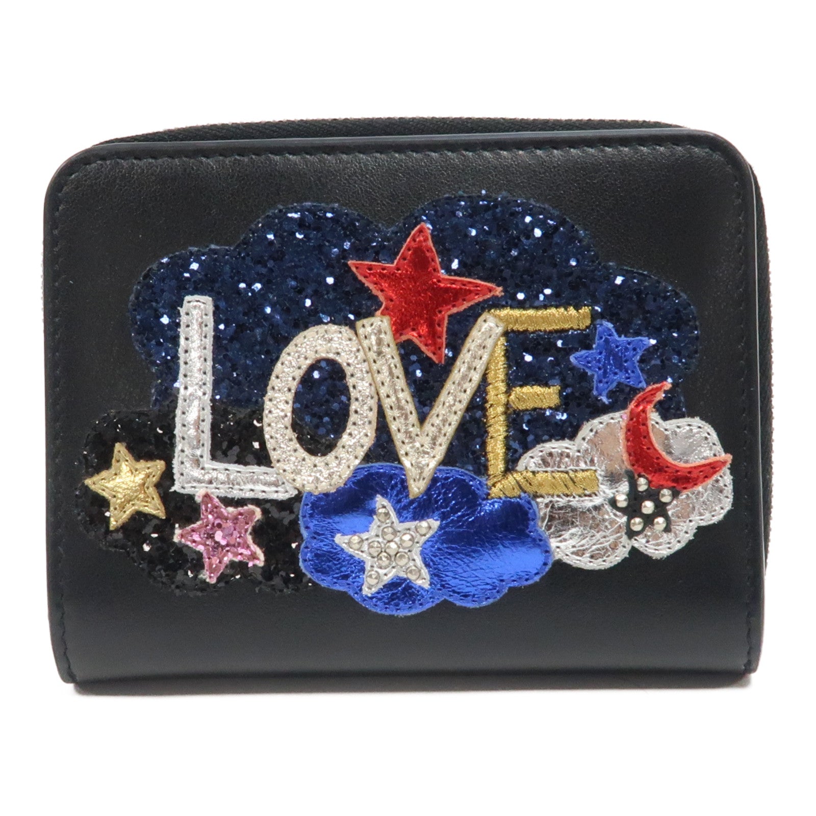 SAINT LAURENT 皮革Wallet銀扣錢包黑色