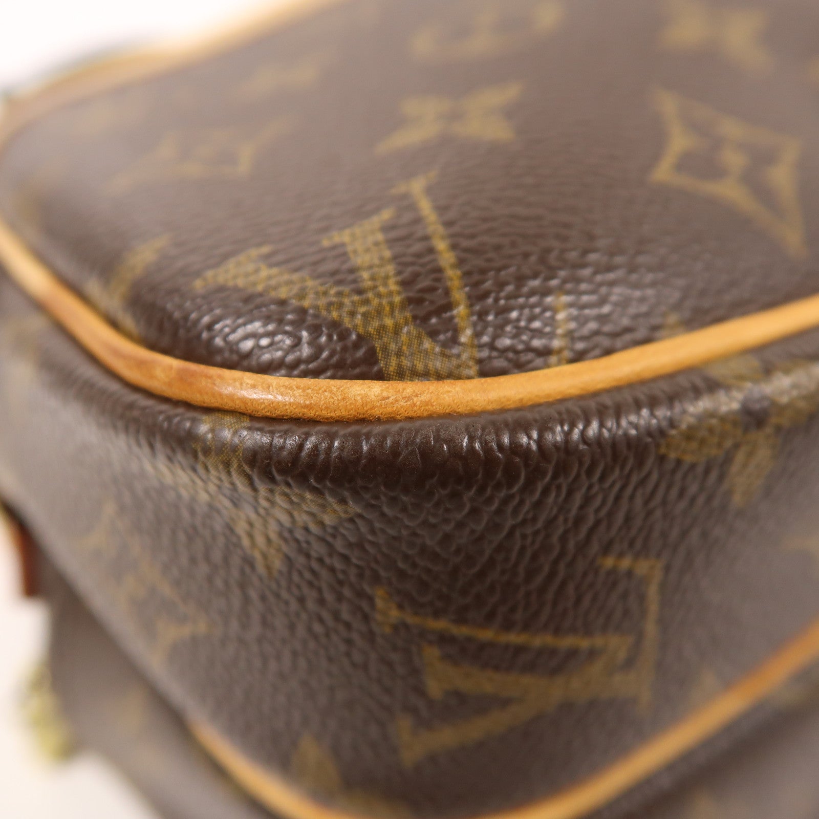 LOUIS VUITTON Monogram Reporter PM金扣肩背袋棕色