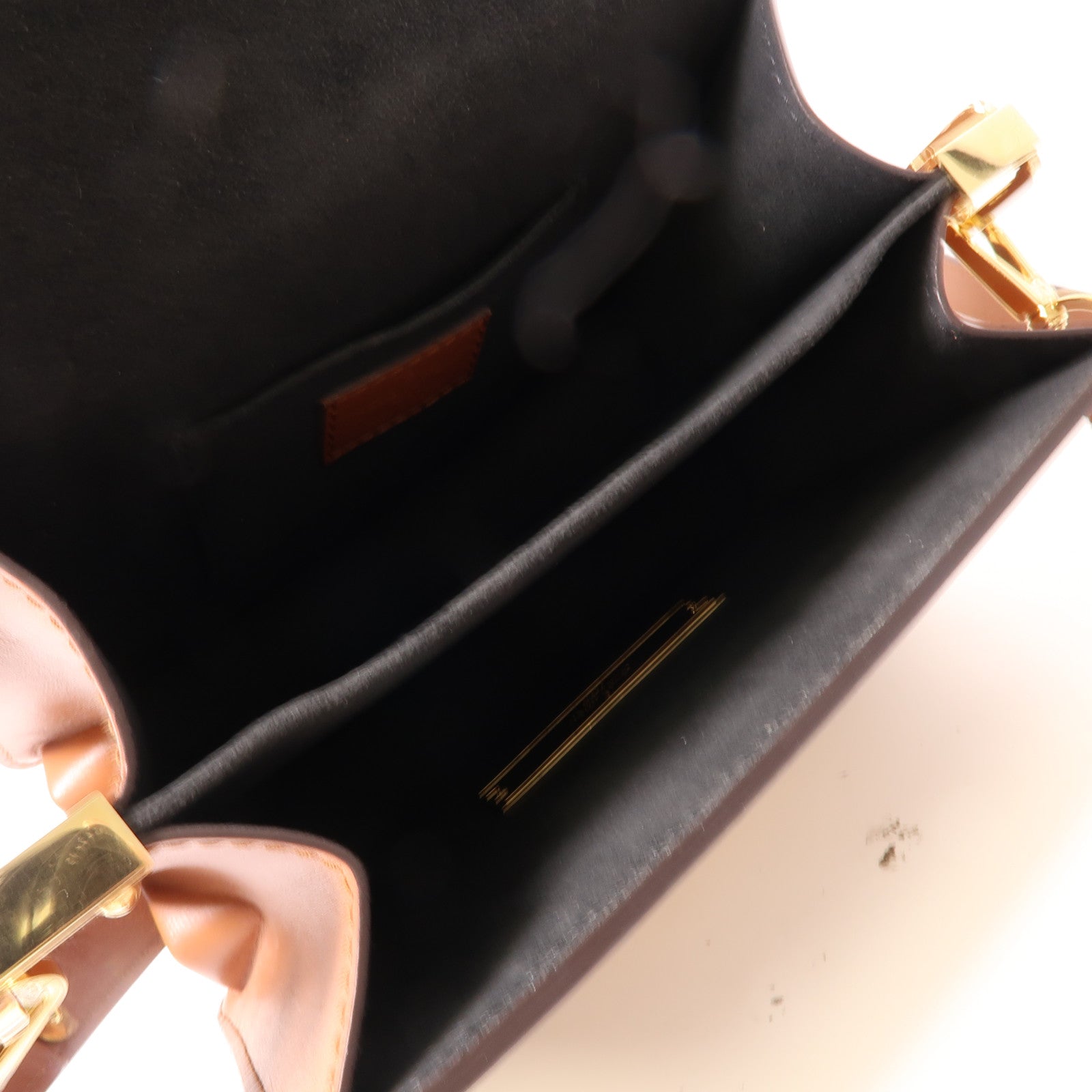 LOUIS VUITTON Monogram Reverse Mini Dauphine金扣肩背袋棕色