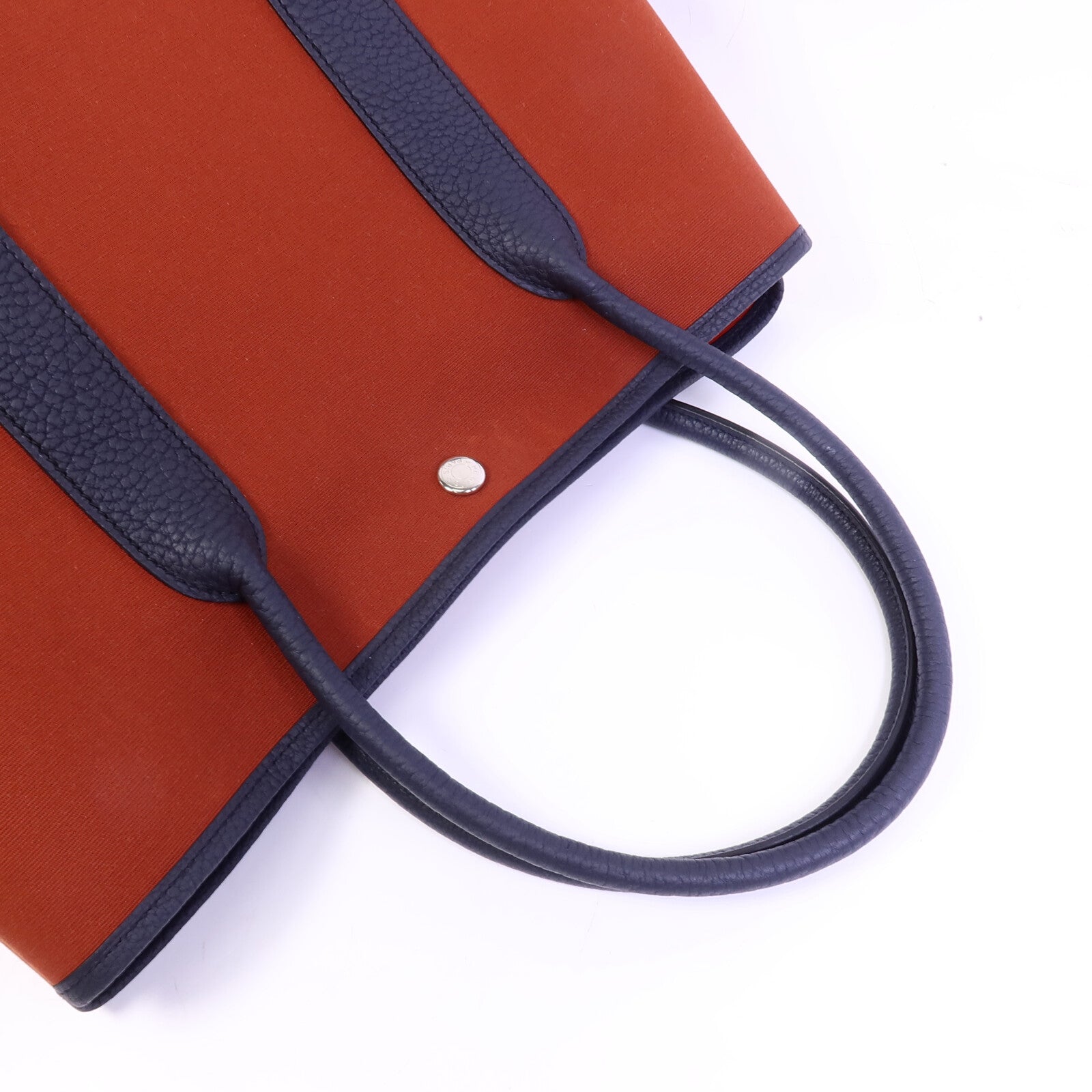 HERMES 帆布/Negonda皮革Garden Party PM手挽袋Cuivre/Bleu Indigo