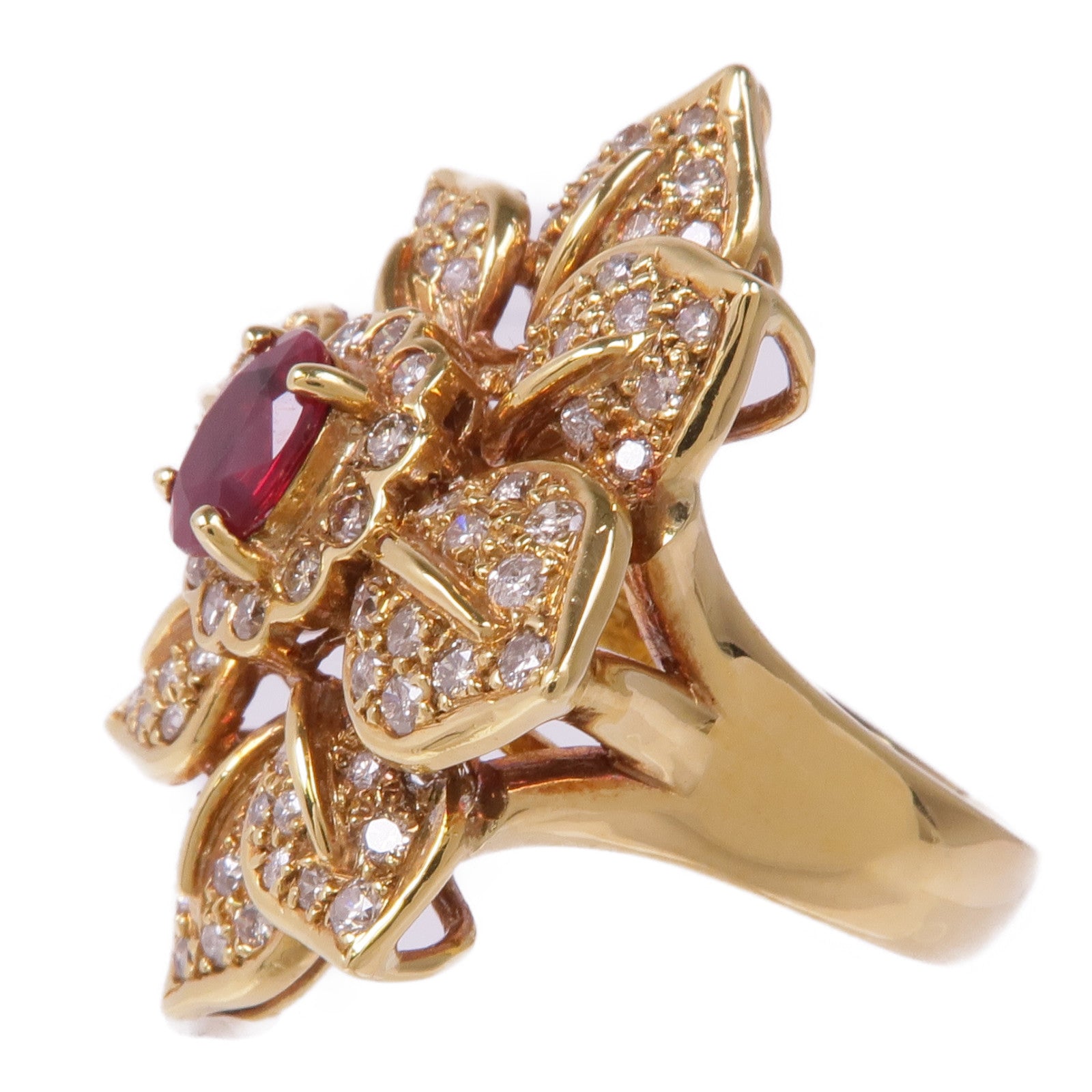 JEWELRY 18K黃金Ruby Diamond Ring紅寶石/鑽石戒指US#8.25