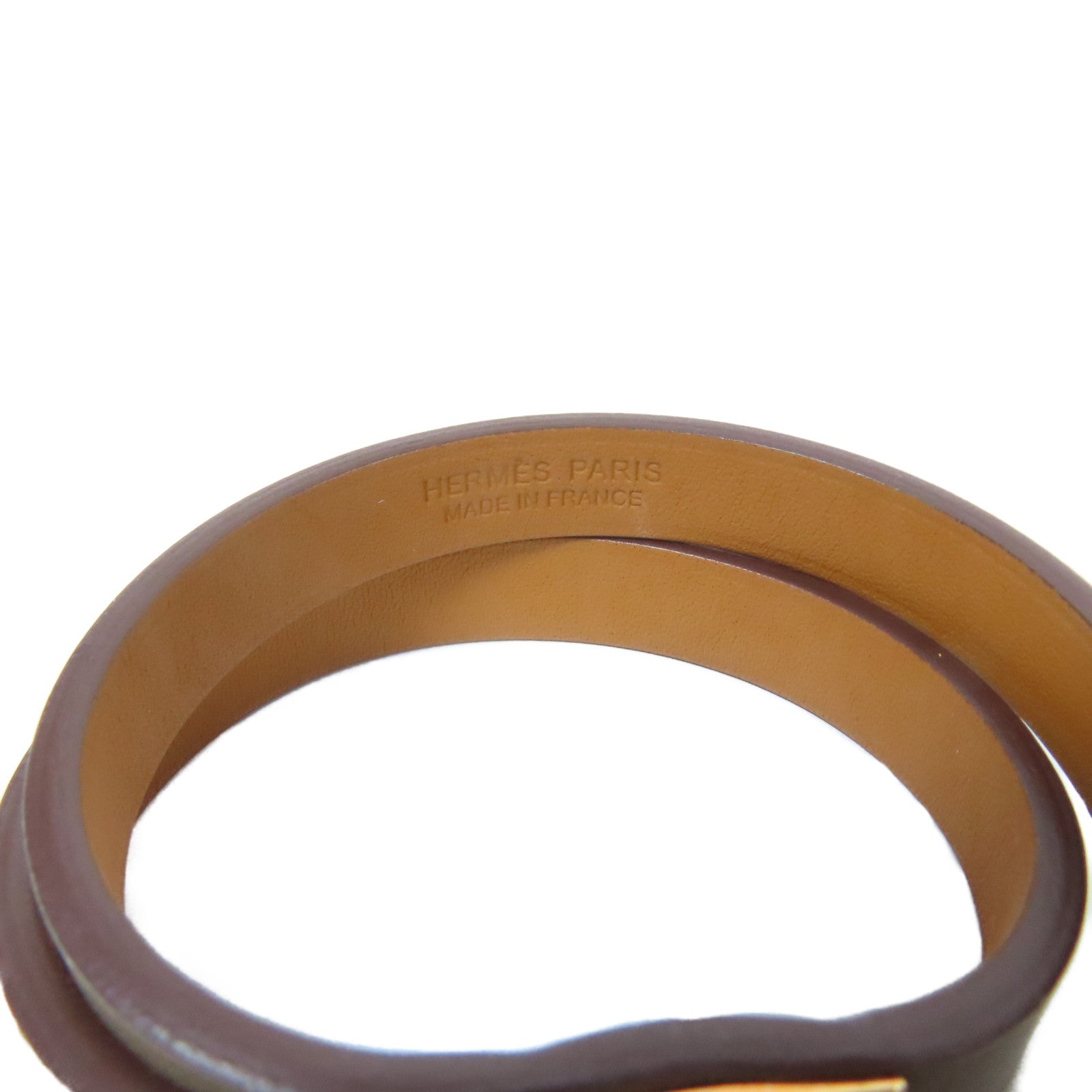 HERMES Swift皮革Mini Double Tour Bracelet金扣手鐲Etoupe(T2)/大象灰色