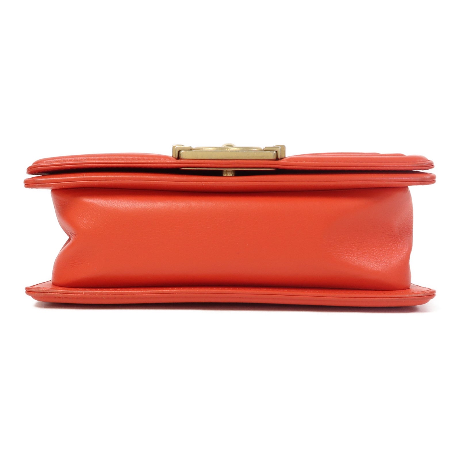 CHANEL 【激減優惠】斜紋羊皮皮革Boy Chanel金扣鏈帶肩背袋紅色