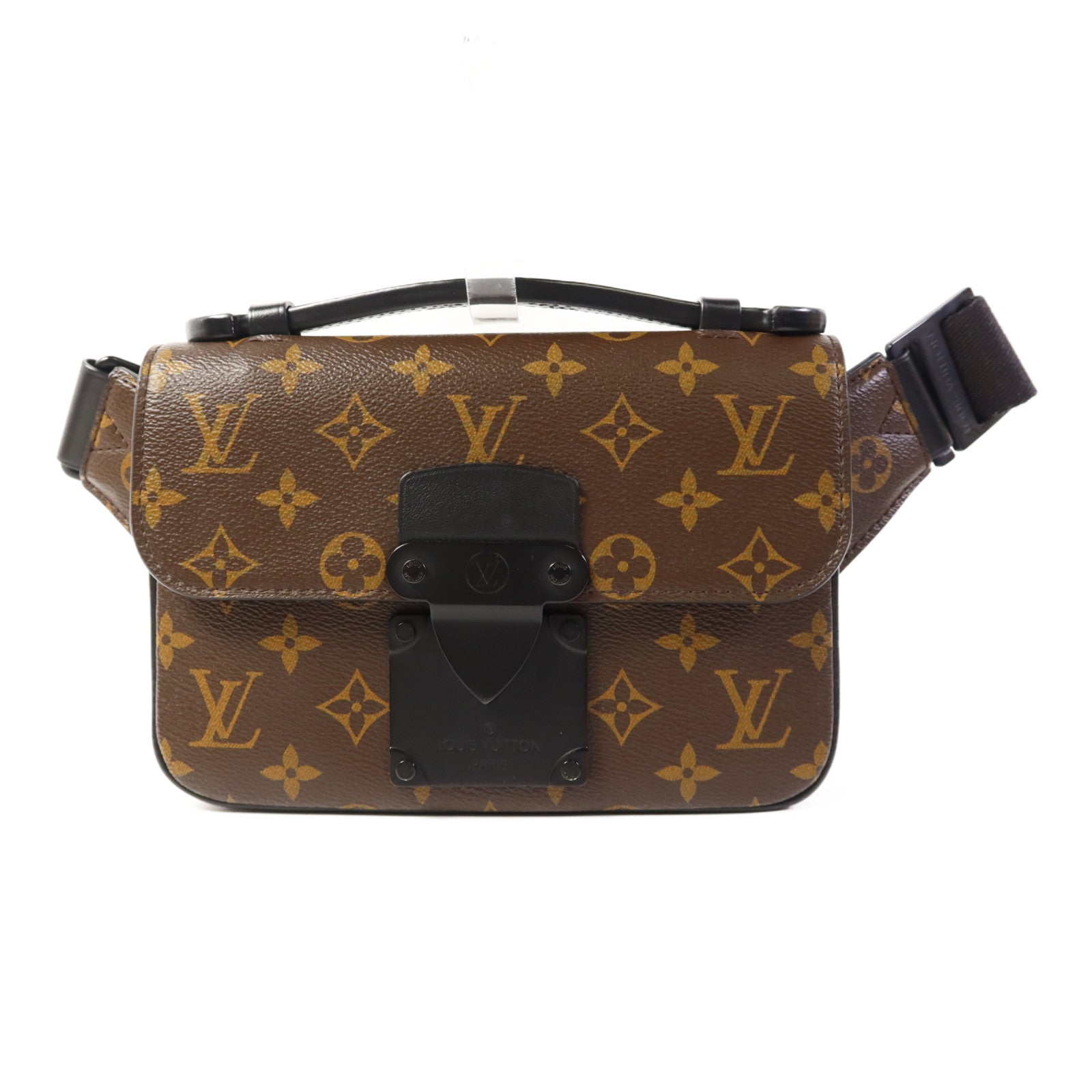 LOUIS VUITTON Monogram Macassar S Lock Sling Bag肩背袋