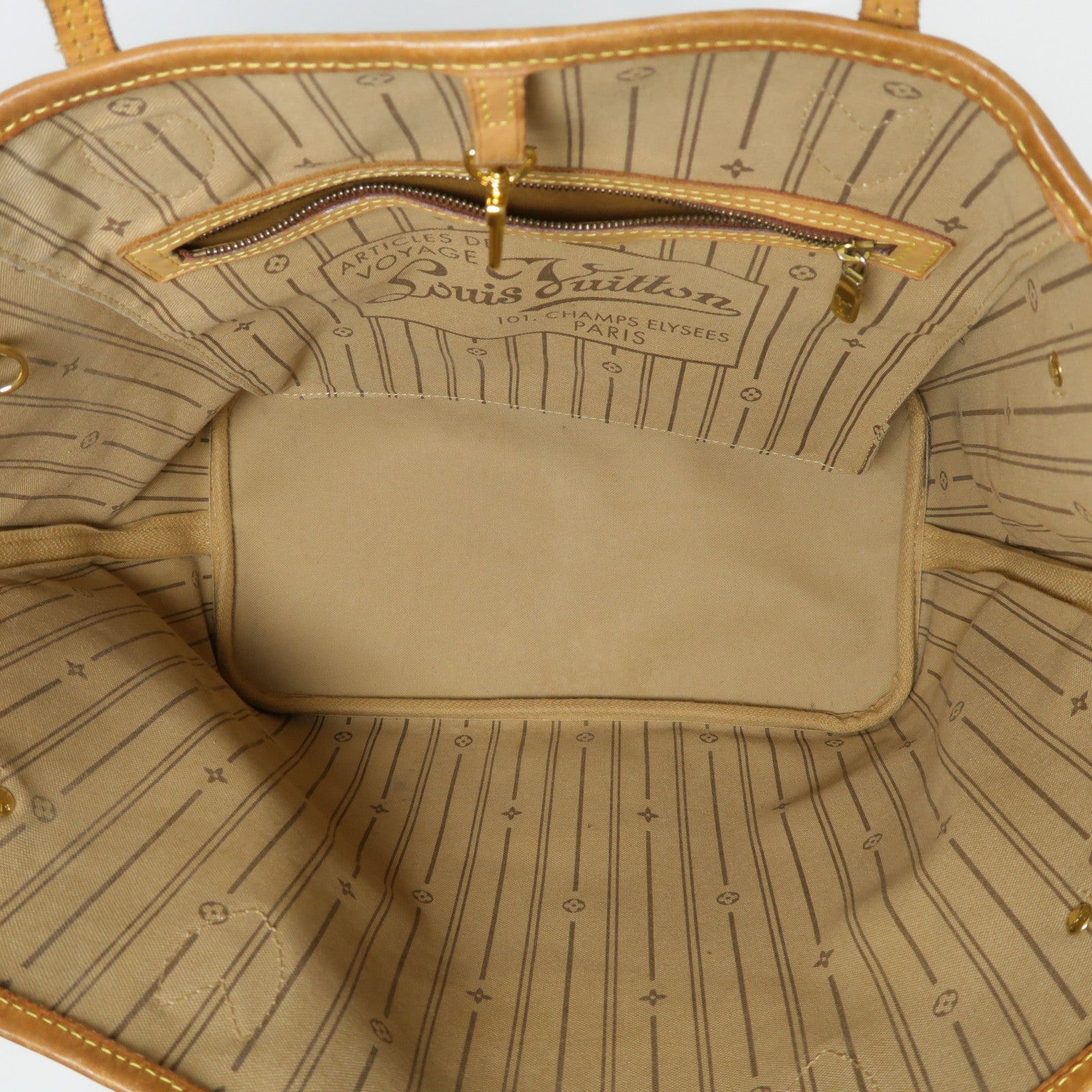 LOUIS VUITTON Monogram Neverfull MM金扣手挽袋