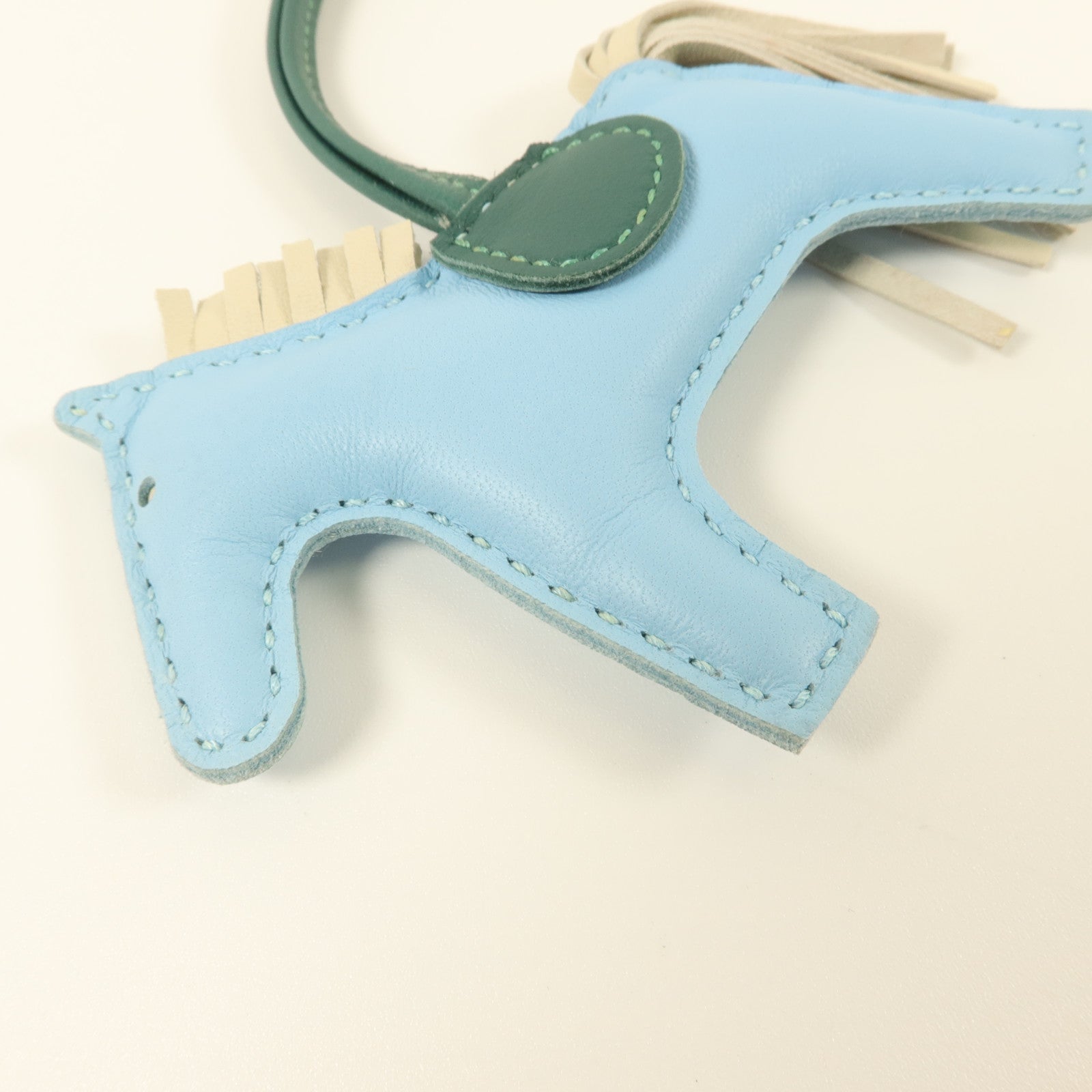 HERMES Milo皮革Rodeo PM掛飾Celeste/Malachite/Craie