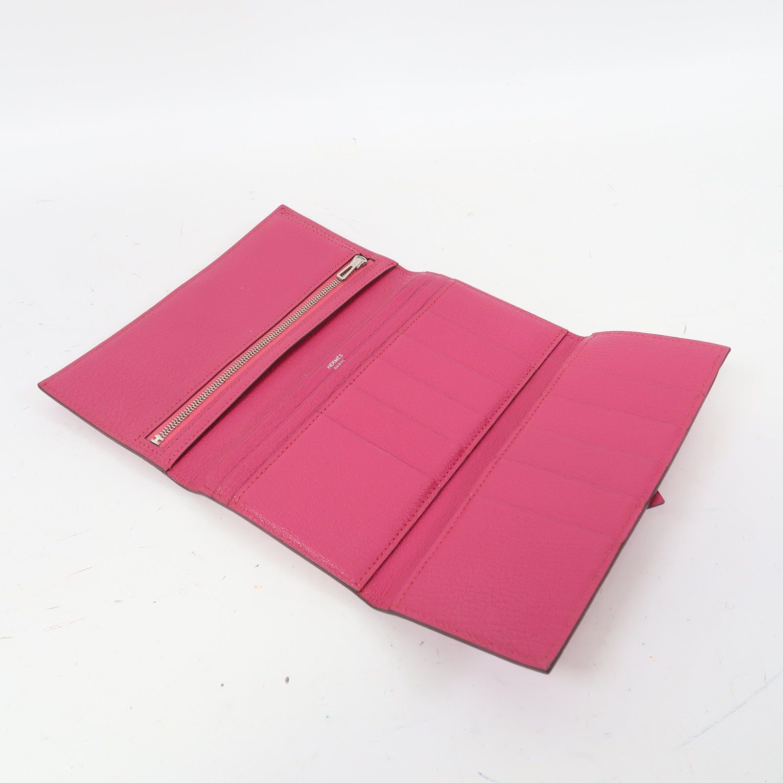 HERMES (PRICE DOWN) PHW Bearn Long Wallet Chevre Leather Pink