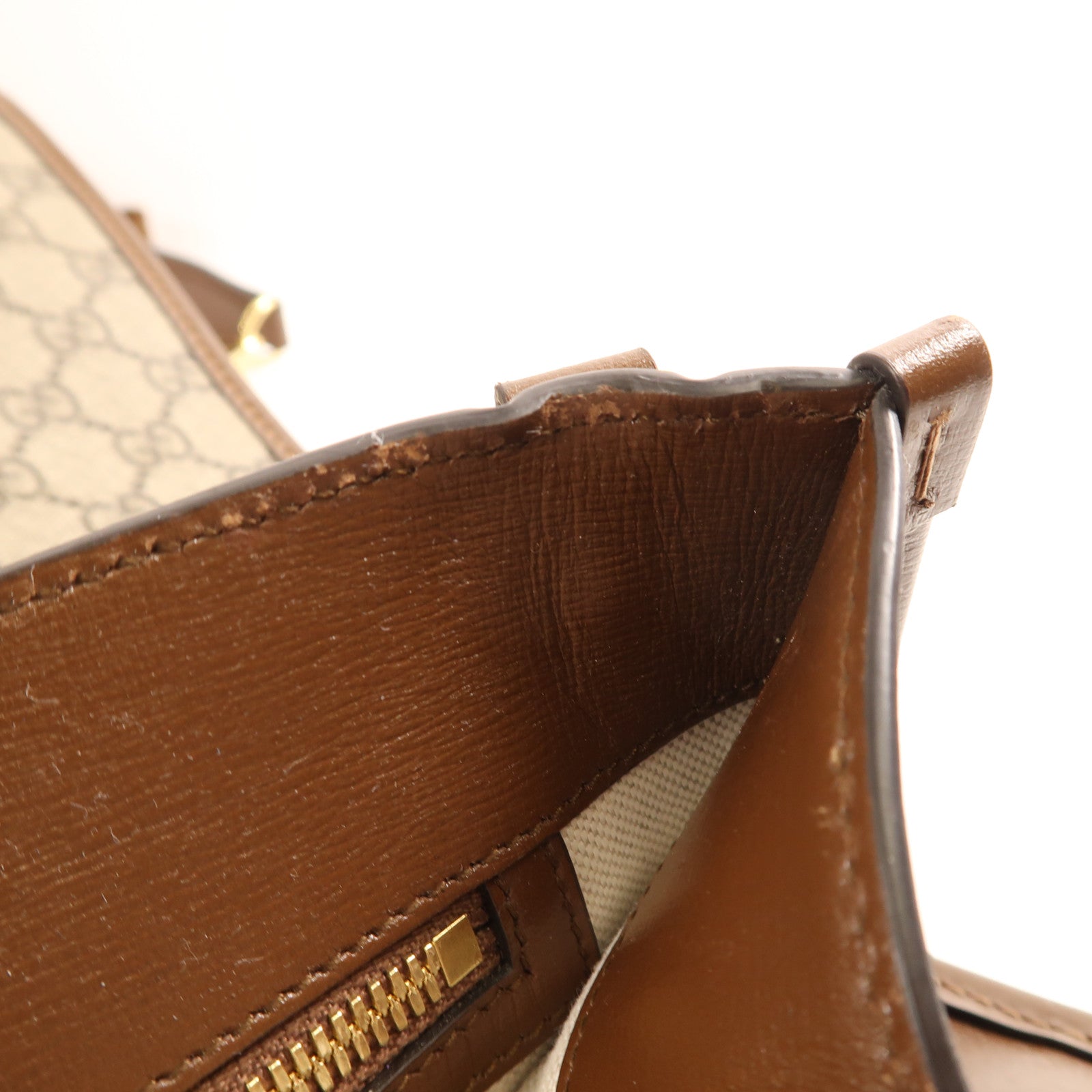 GUCCI GHW GG Supreme 2Way Shoulder Hand Bag Coated Canvas 674155 Brown