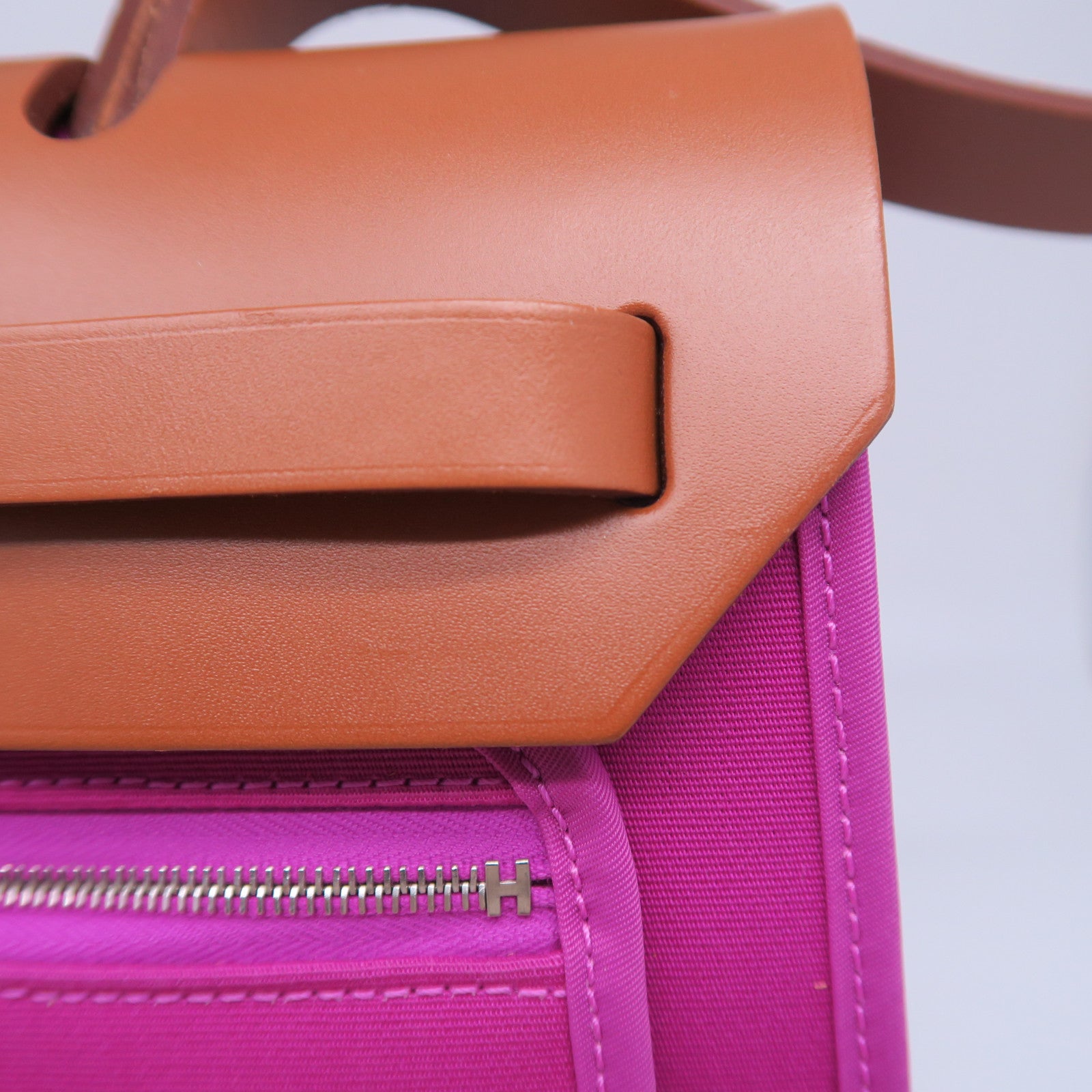 HERMES 【激減優惠】帆布Herbag PM銀扣鏈帶肩背袋紫色