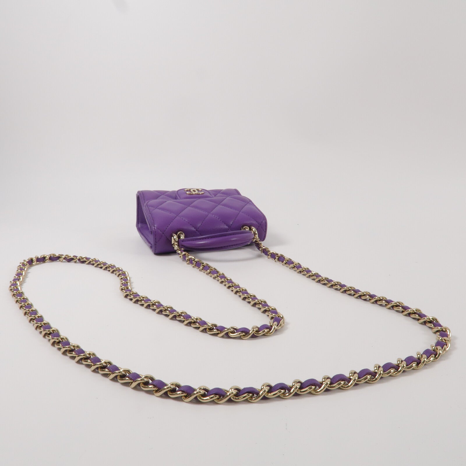 CHANEL 羊皮皮革Mini Top Handle Flap Bag鏈帶肩背袋