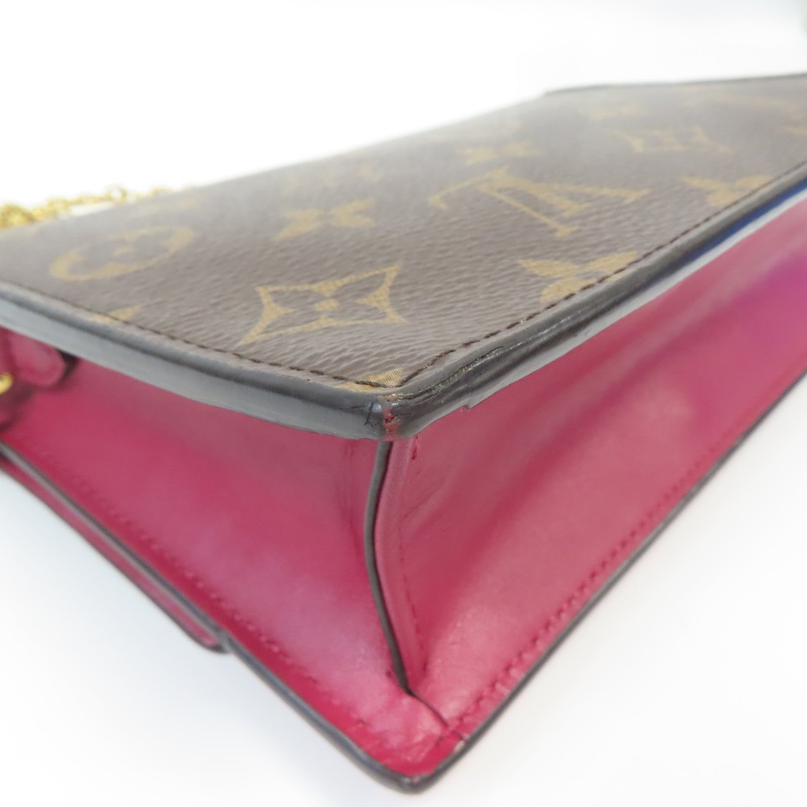 LOUIS VUITTON Monogram Flore金扣鏈帶肩背袋啡色/紅色