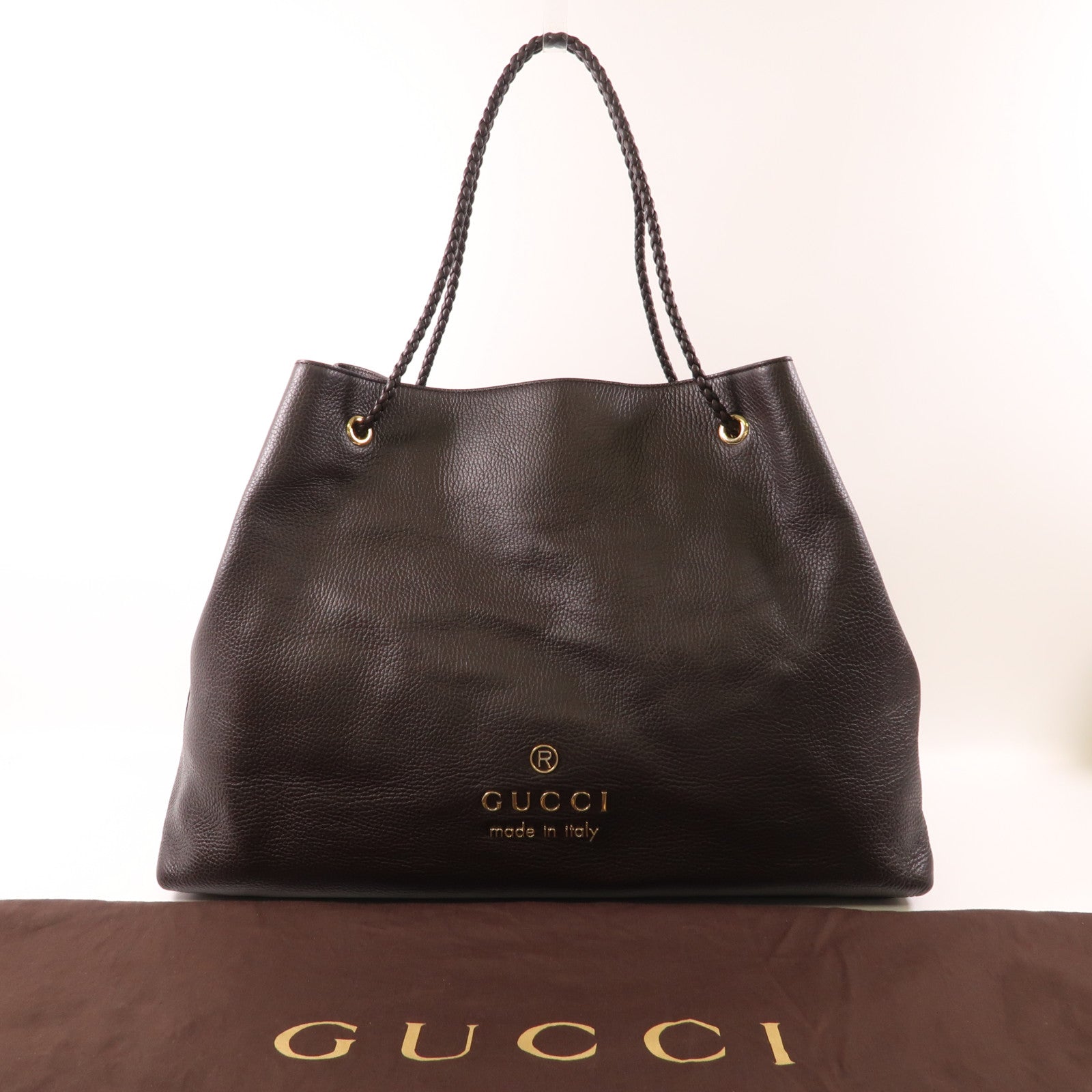 GUCCI 牛皮皮革Tote Bag金扣肩背袋