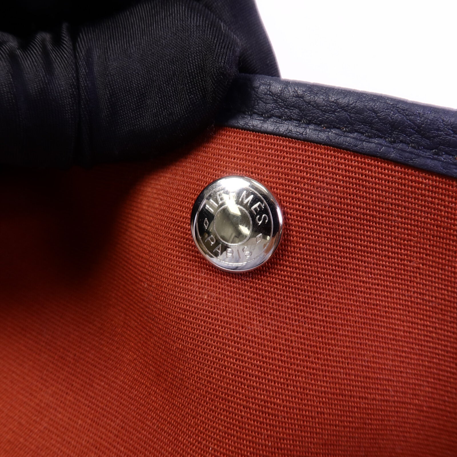 HERMES 帆布/Negonda皮革Garden Party PM手挽袋Cuivre/Bleu Indigo