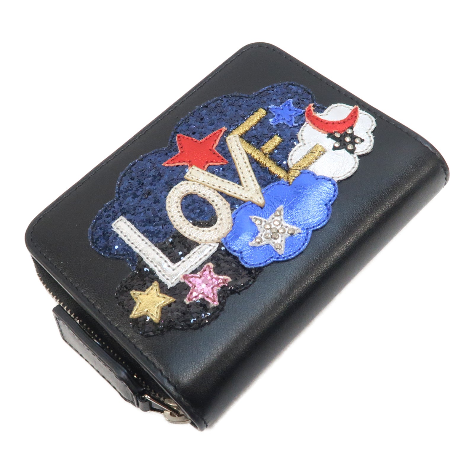 SAINT LAURENT 皮革Wallet銀扣錢包黑色