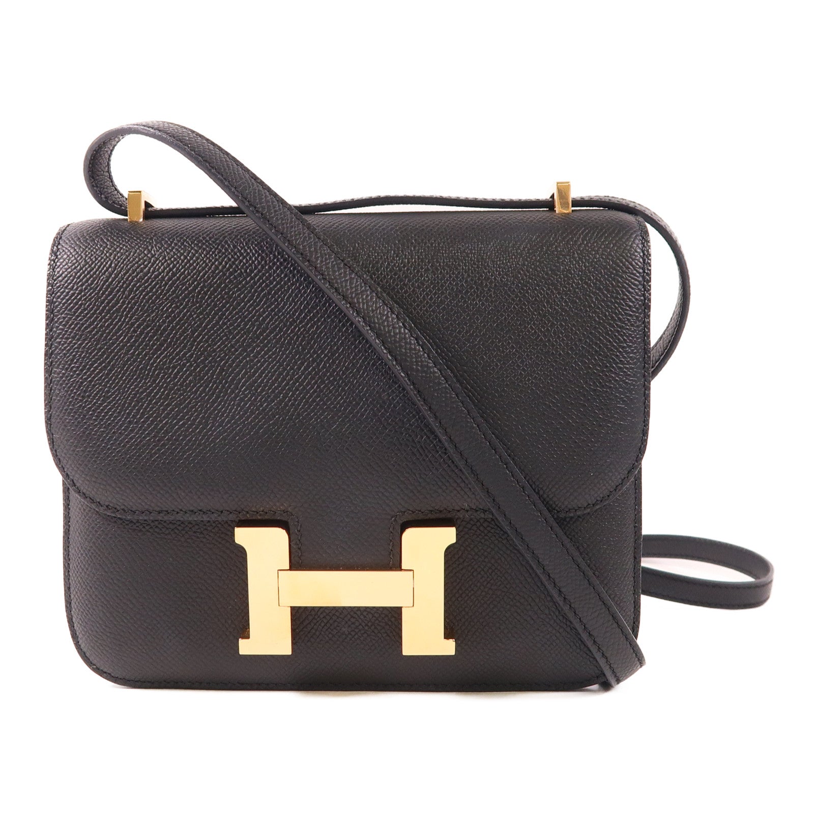 HERMES Epsom皮革Constance Mini金扣肩背袋89 Noir