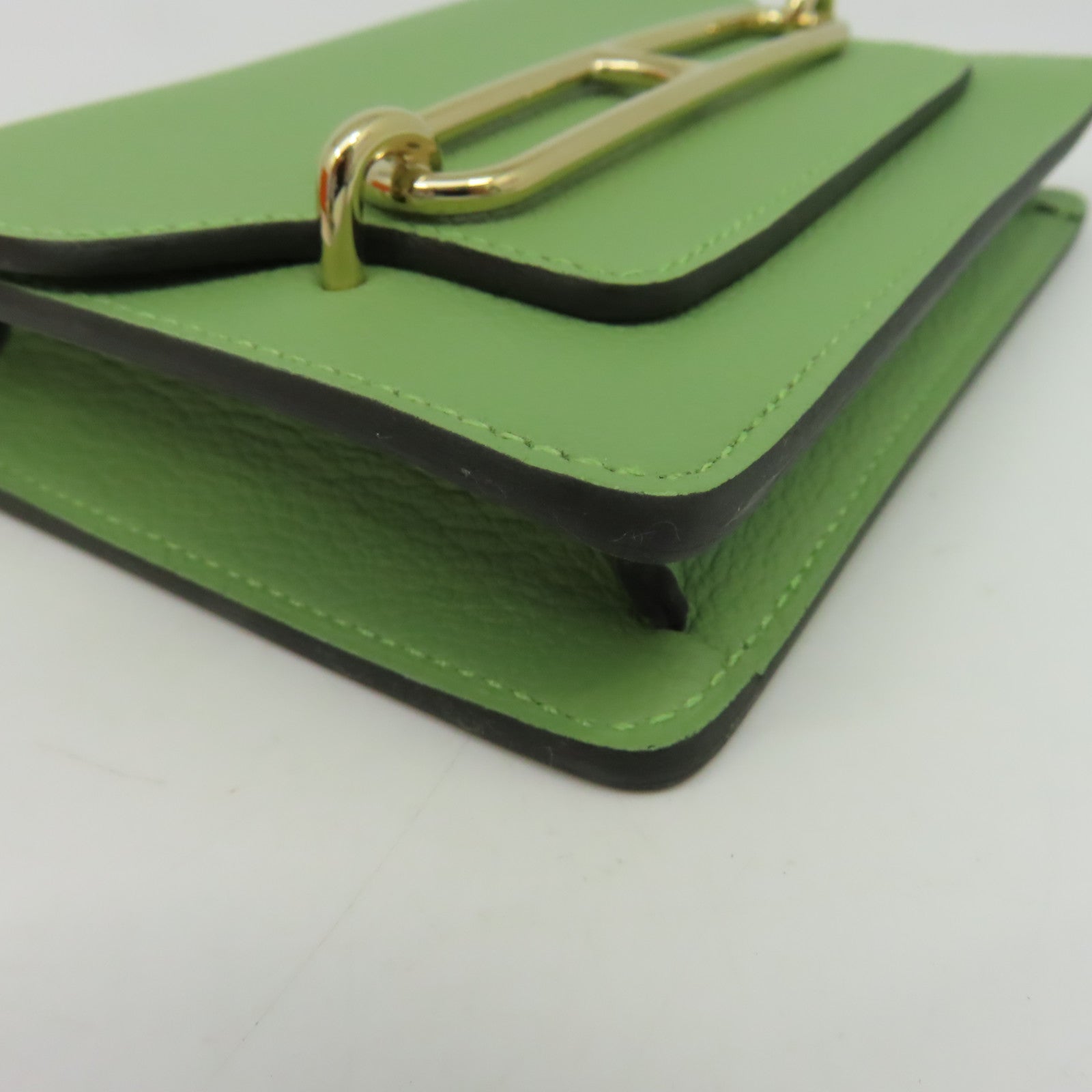 HERMES **【激減優惠】Evercolor皮革Roulis Slim金扣錢包綠色