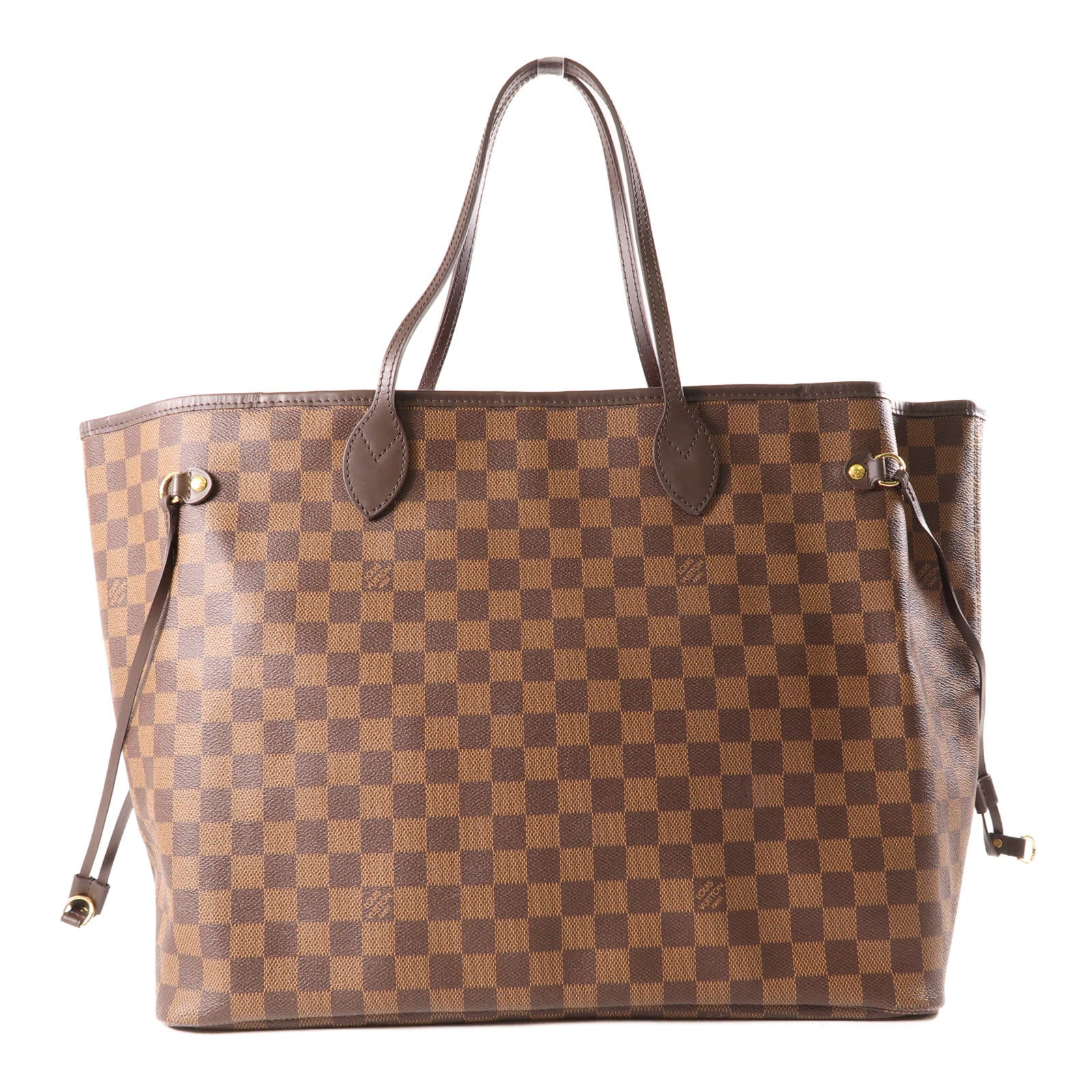 LOUIS VUITTON Damier Neverfull GM金扣肩背袋棕色