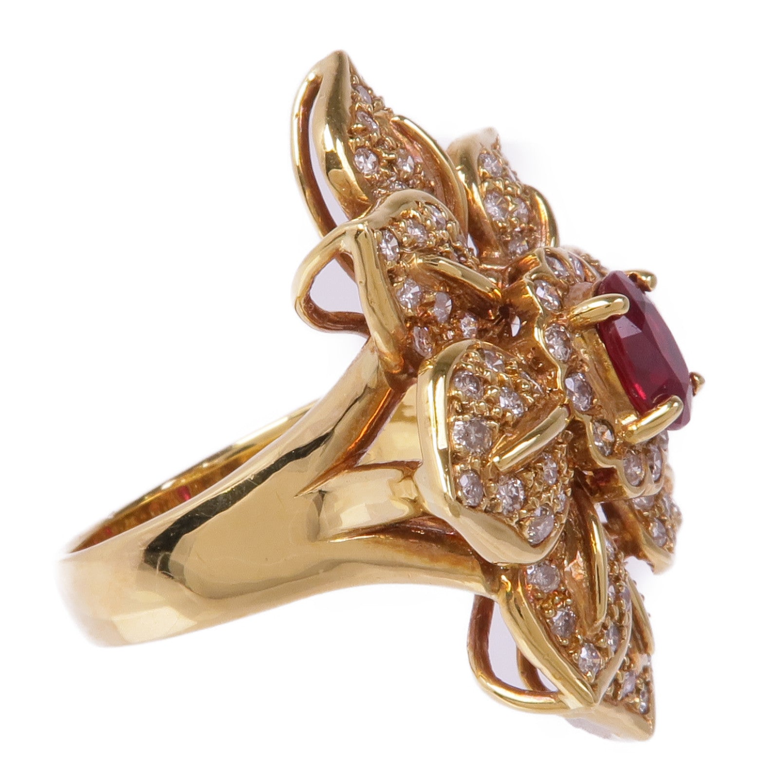 JEWELRY 18K黃金Ruby Diamond Ring紅寶石/鑽石戒指US#8.25