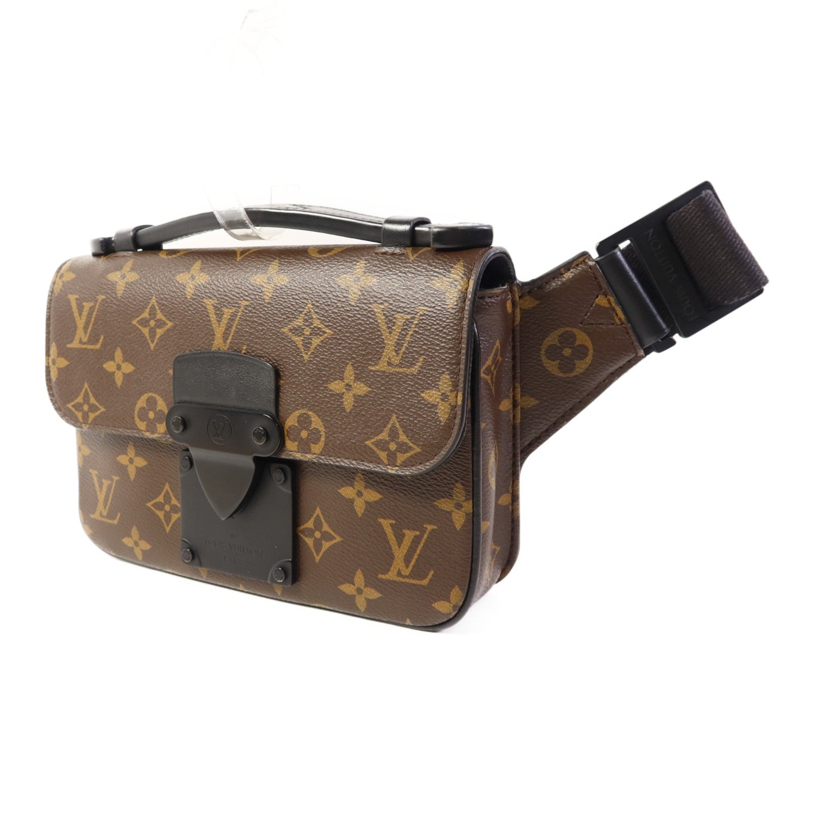 LOUIS VUITTON Monogram Macassar S Lock Sling Bag肩背袋